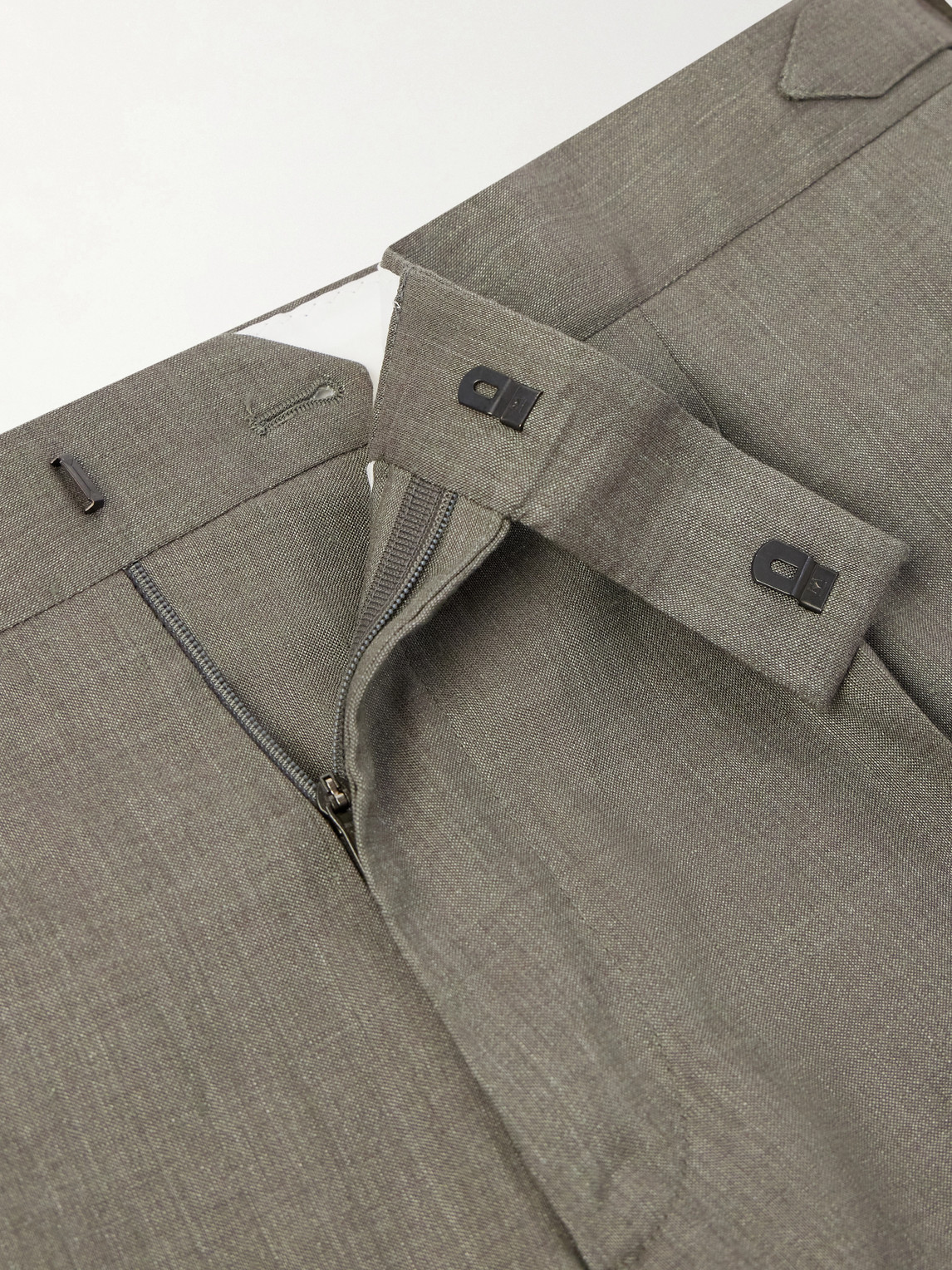 Mr P. - Straight-Leg Pleated Linen And Wool-Blend Suit Trousers