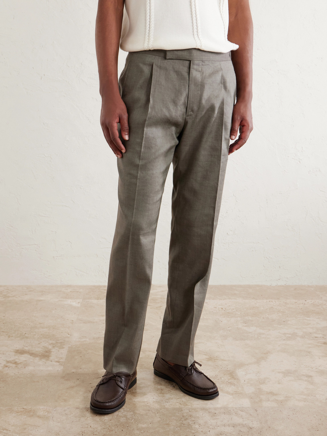 Mr P. - Straight-Leg Pleated Linen And Wool-Blend Suit Trousers