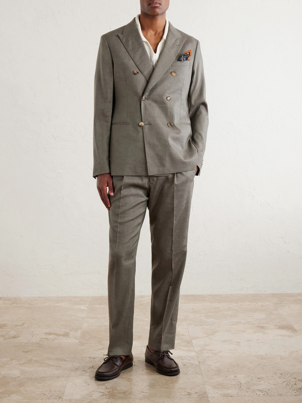 Mr P. - Straight-Leg Pleated Linen And Wool-Blend Suit Trousers
