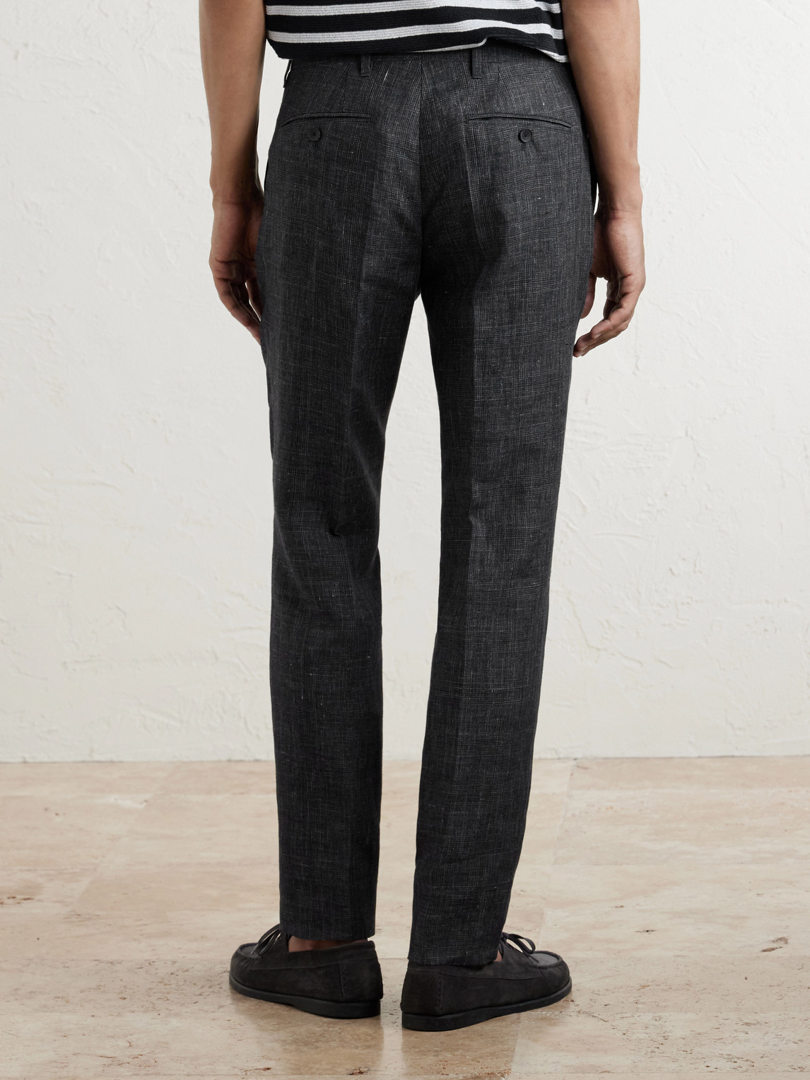  Mr P. - Linen Delave Check Slim Suit Trousers - Men - Gray - 30 