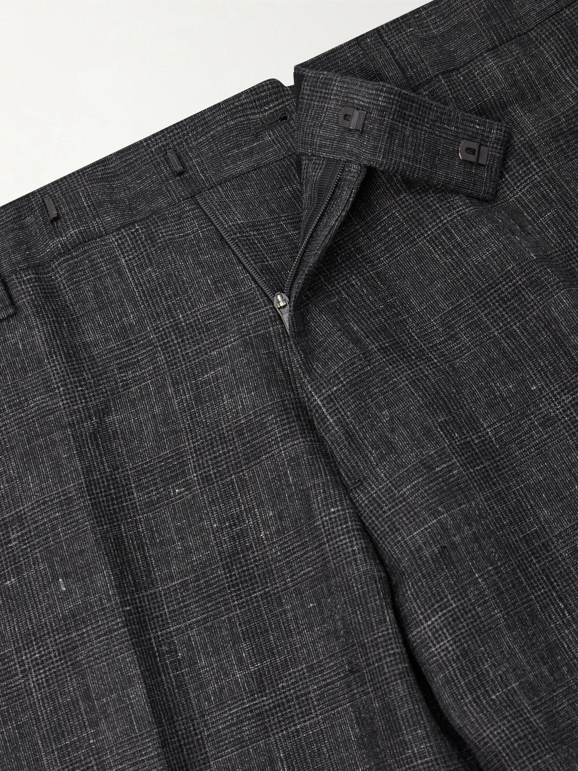Mr P. - Linen Delave Check Slim Suit Trousers