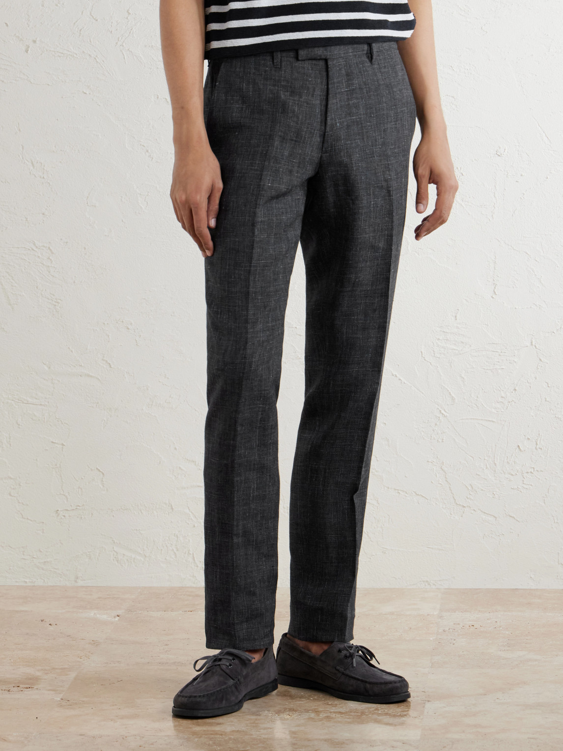  Mr P. - Linen Delave Check Slim Suit Trousers - Men - Gray - 30 