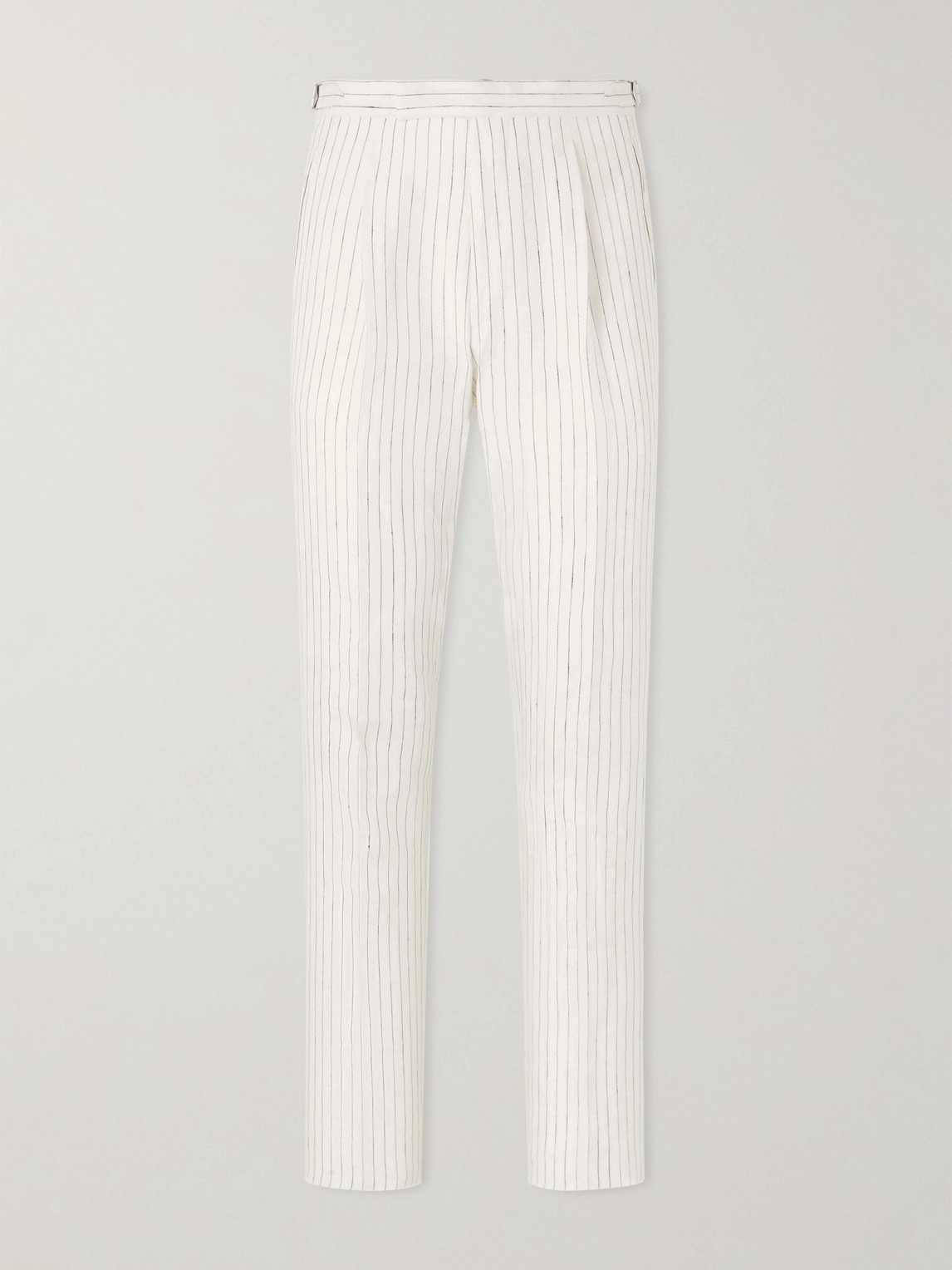MR P. Tapered Pleated Pinstriped Linen Suit Trousers - Men