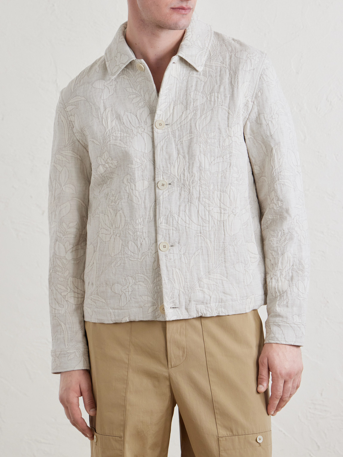  Mr P. - Cotton And Linen-blend Jacquard Blouson Jacket - Men - White - Xs 