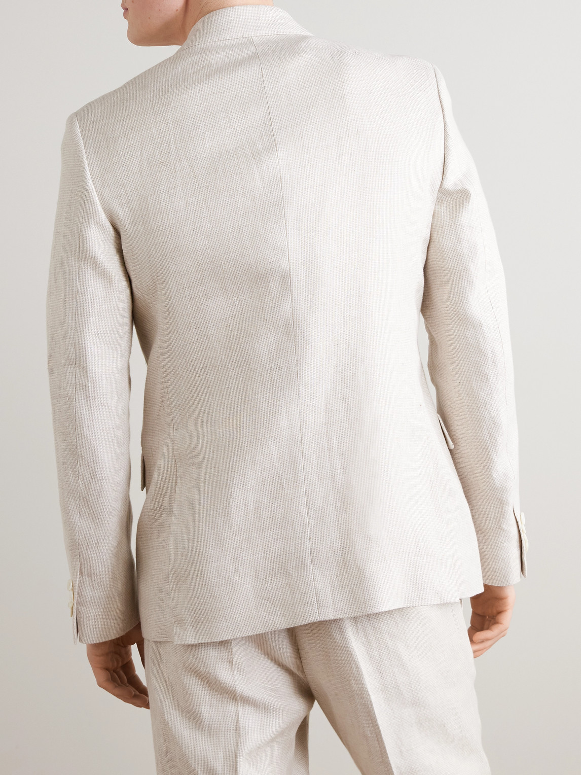 Mr P. - Double-Breasted Houndstooth Linen Suit Jacket