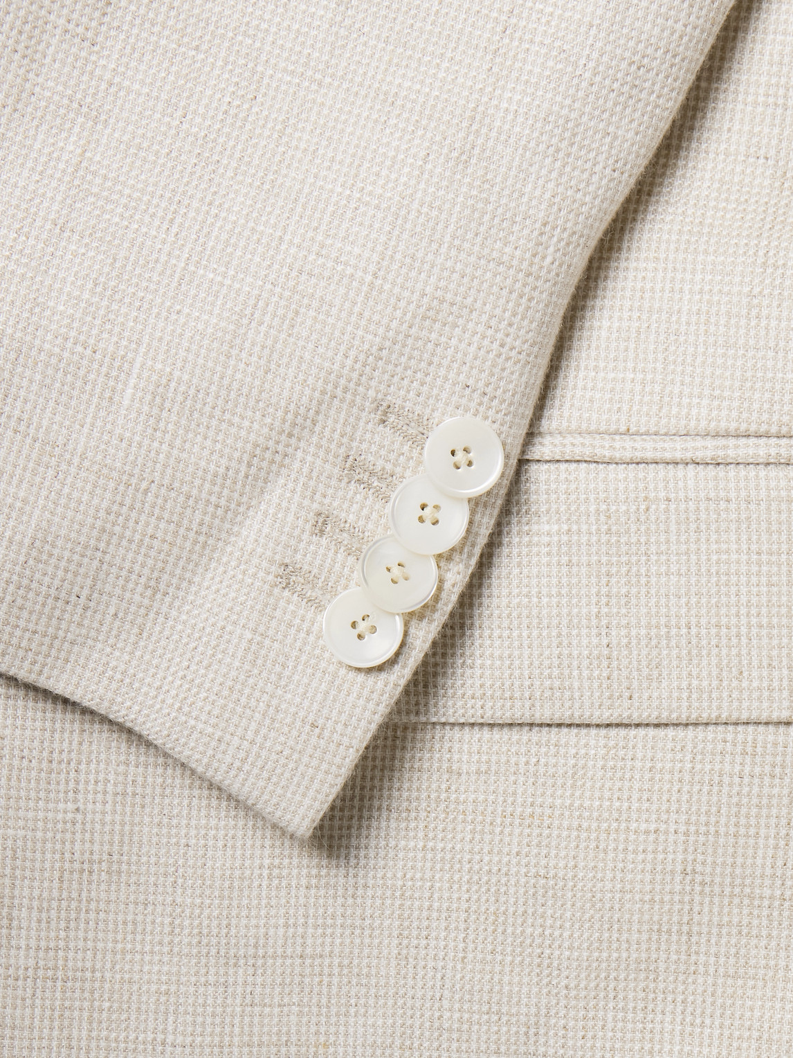 Mr P. - Double-Breasted Houndstooth Linen Suit Jacket