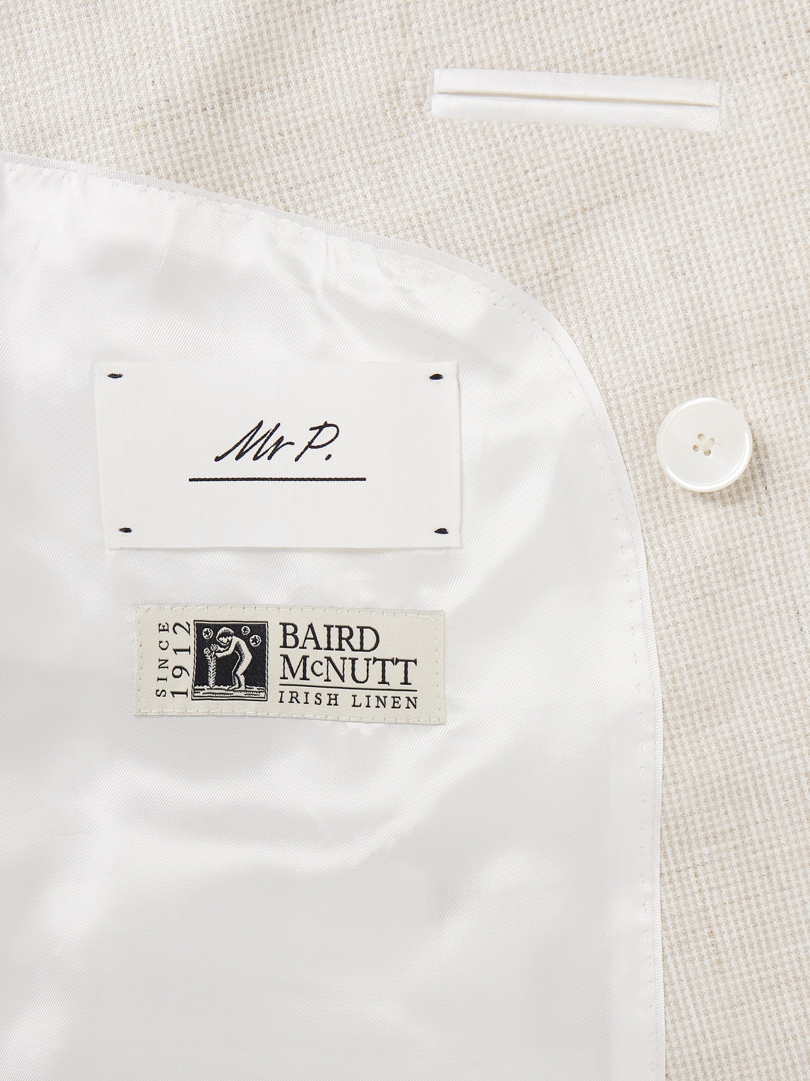 Mr P. - Double-Breasted Houndstooth Linen Suit Jacket