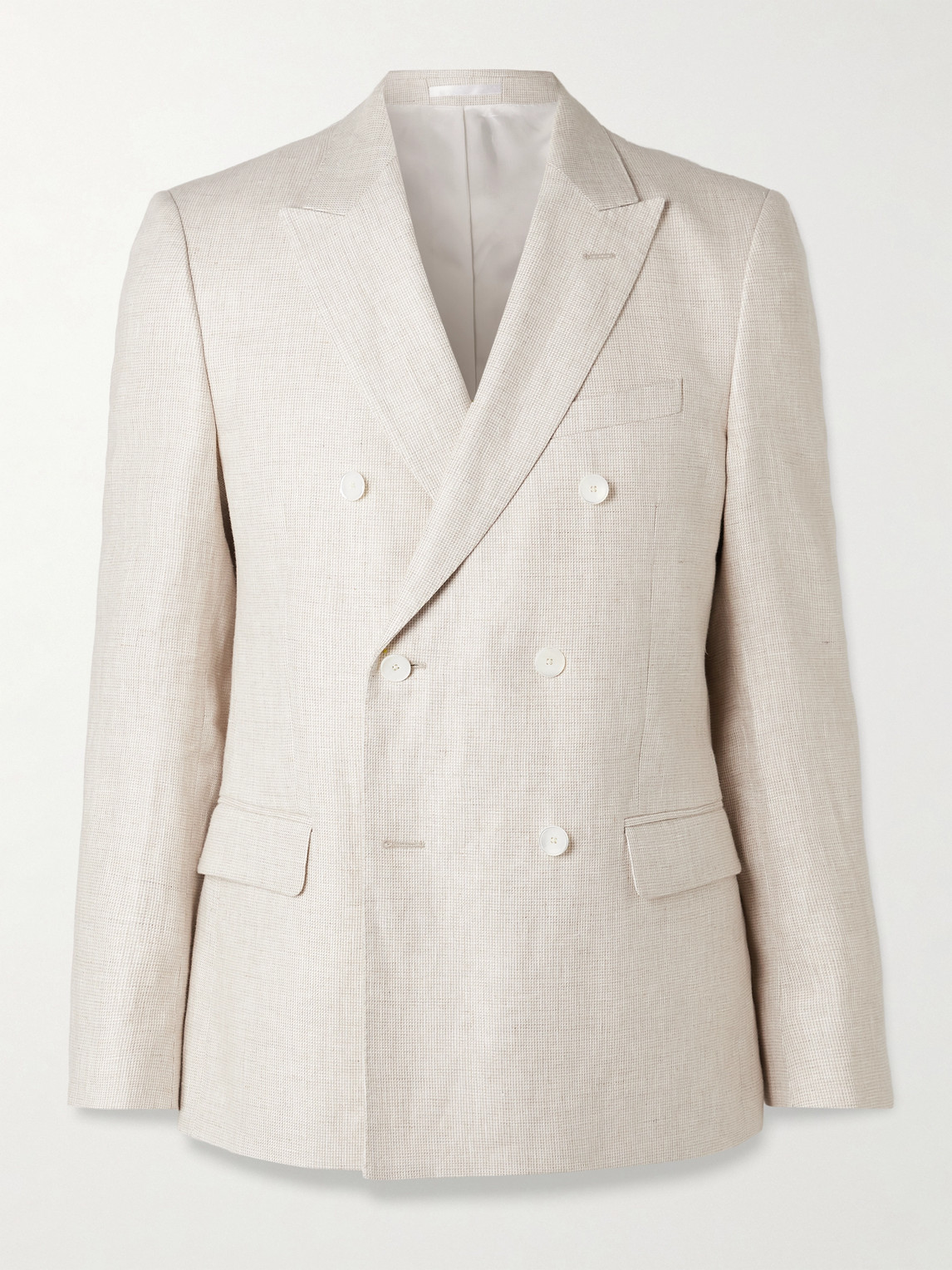 MR P. Double-Breasted Houndstooth Linen Suit Jacket - Men