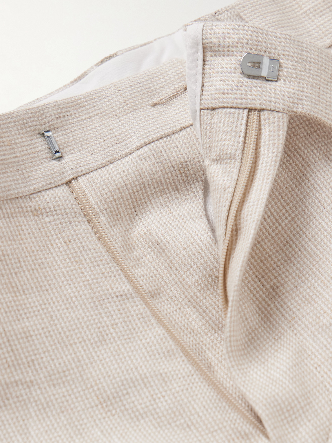 Mr P. - Straight-Leg Houndstooth Linen Trousers