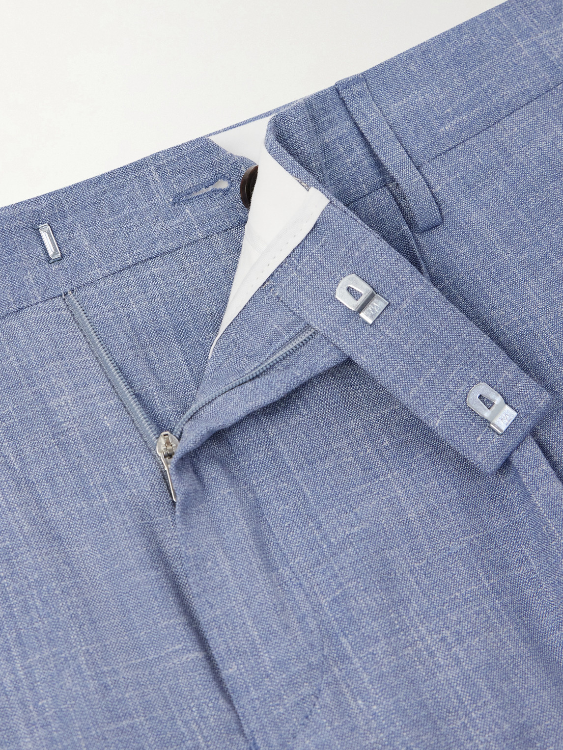 Mr P. - Straight-Leg Pleated Wool, Silk And Linen-Blend Suit Trousers