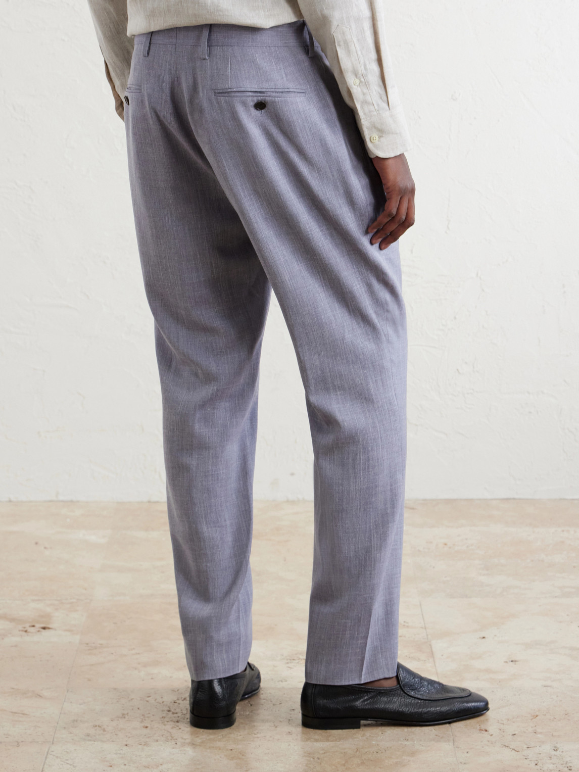Mr P. - Straight-Leg Pleated Wool, Silk And Linen-Blend Suit Trousers