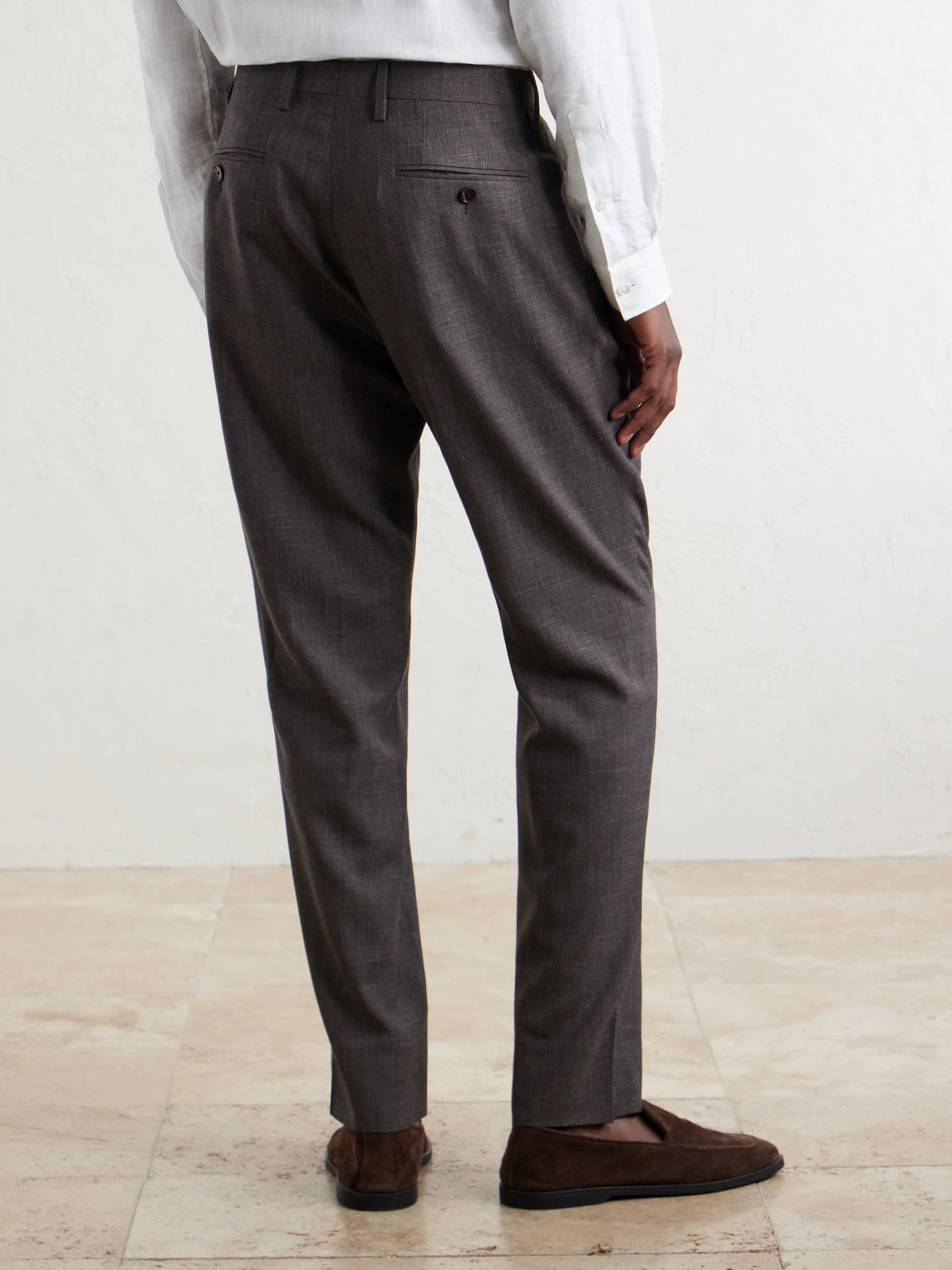 Mr P. - Straight-Leg Pleated Wool, Silk And Linen-Blend Suit Trousers