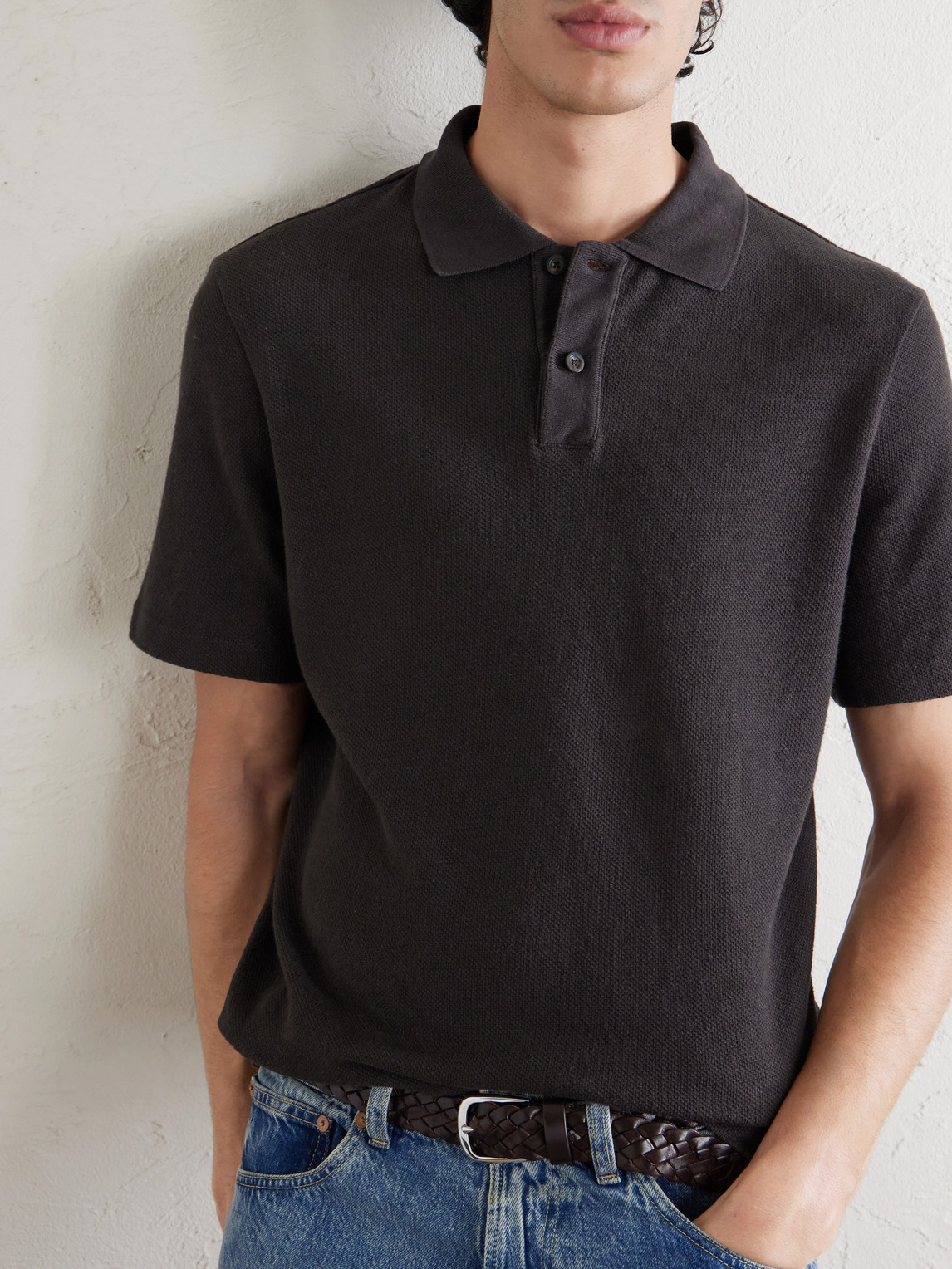 Mr P. - Organic Cotton And Linen-Blend Piqué Polo Shirt