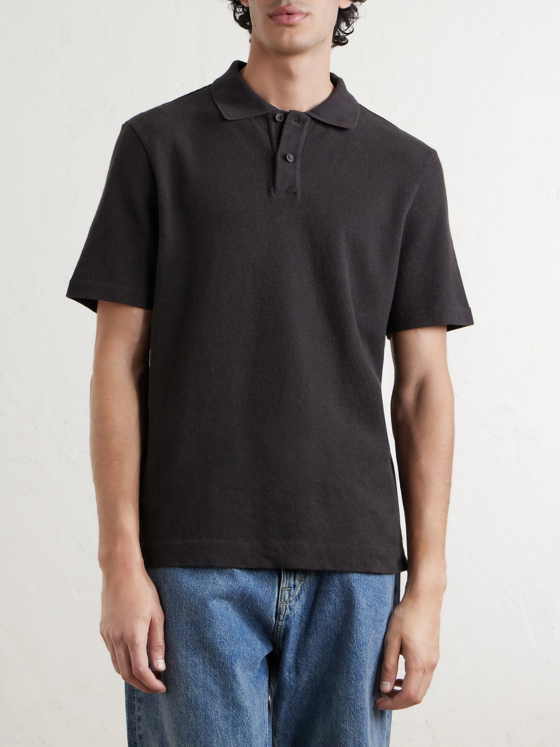Mr P. - Organic Cotton And Linen-Blend Piqué Polo Shirt