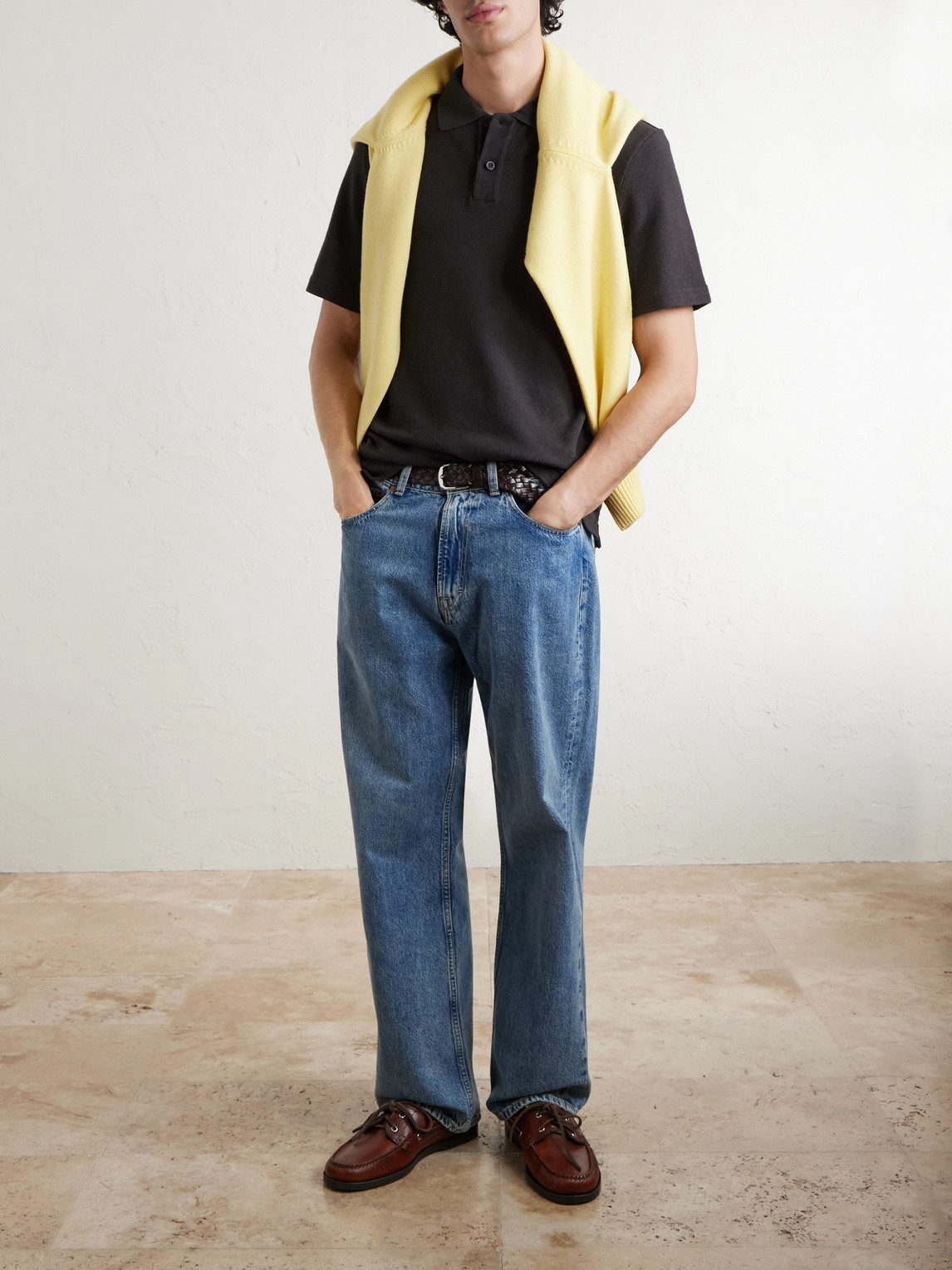 Mr P. - Organic Cotton And Linen-Blend Piqué Polo Shirt