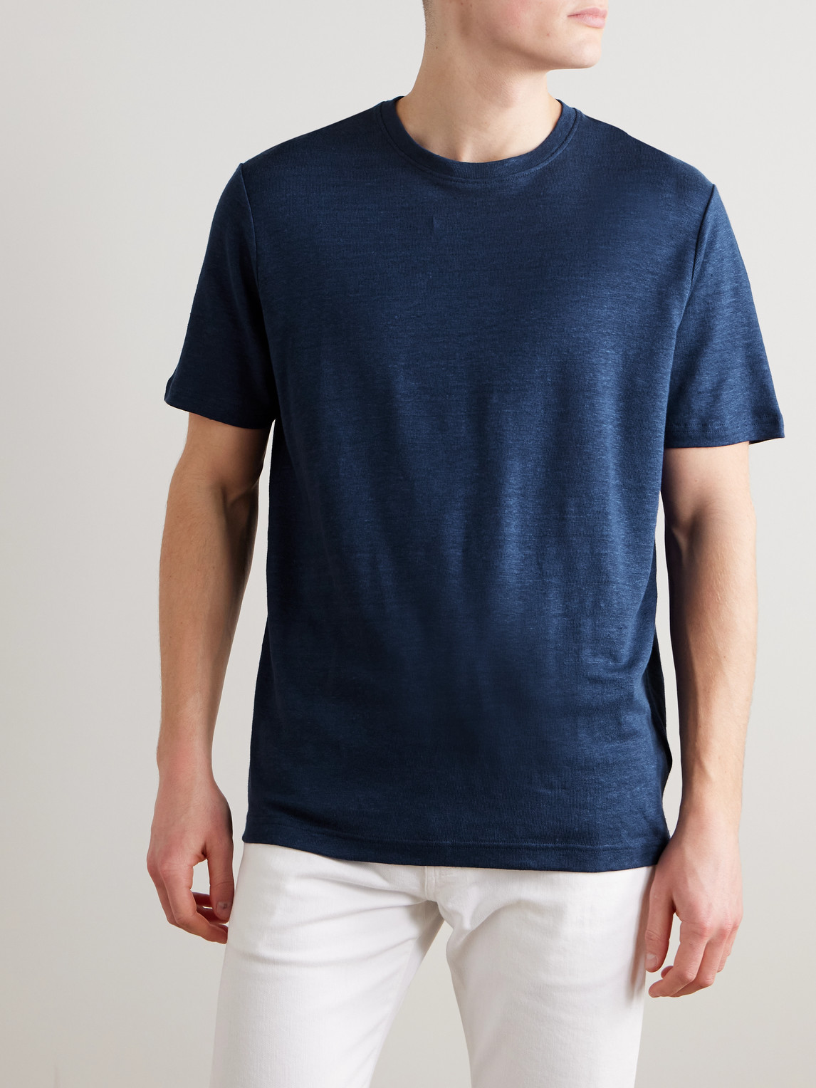  Mr P. - Linen T-shirt - Men - Blue - Xs 