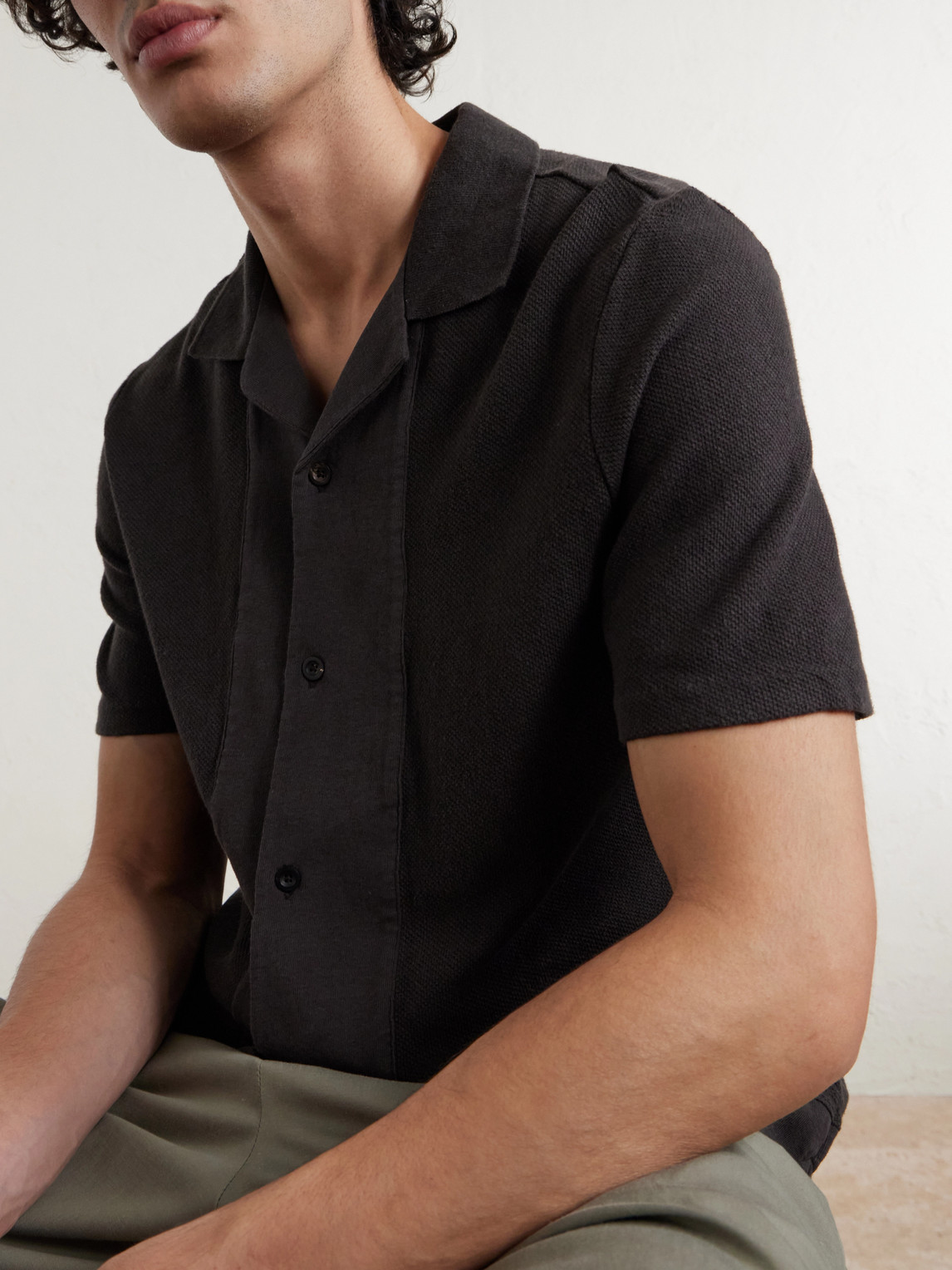 Mr P. - Camp-Collar Linen And Organic Cotton-Blend Shirt