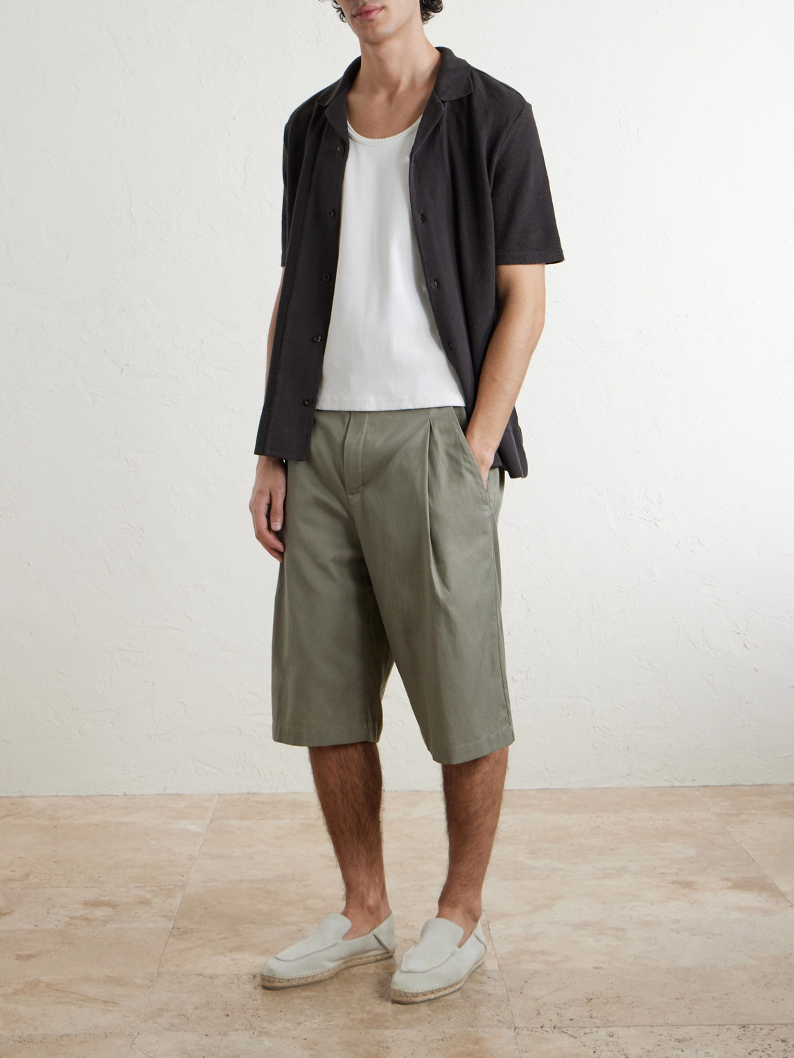 Mr P. - Camp-Collar Linen And Organic Cotton-Blend Shirt