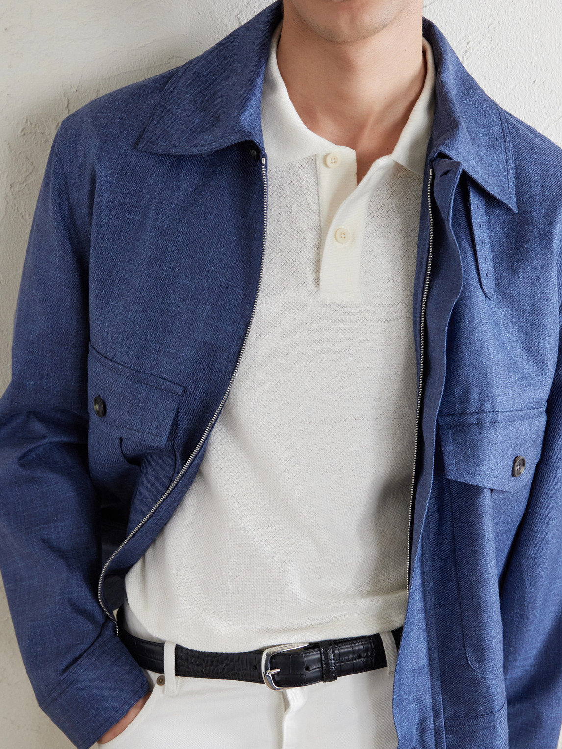 Mr P. - Organic Cotton And Linen-Blend Piqué Polo Shirt