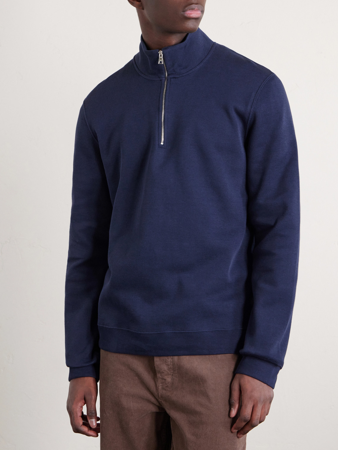  Mr P. - Cotton Half-up Sweater - Men - Blue - Xs 