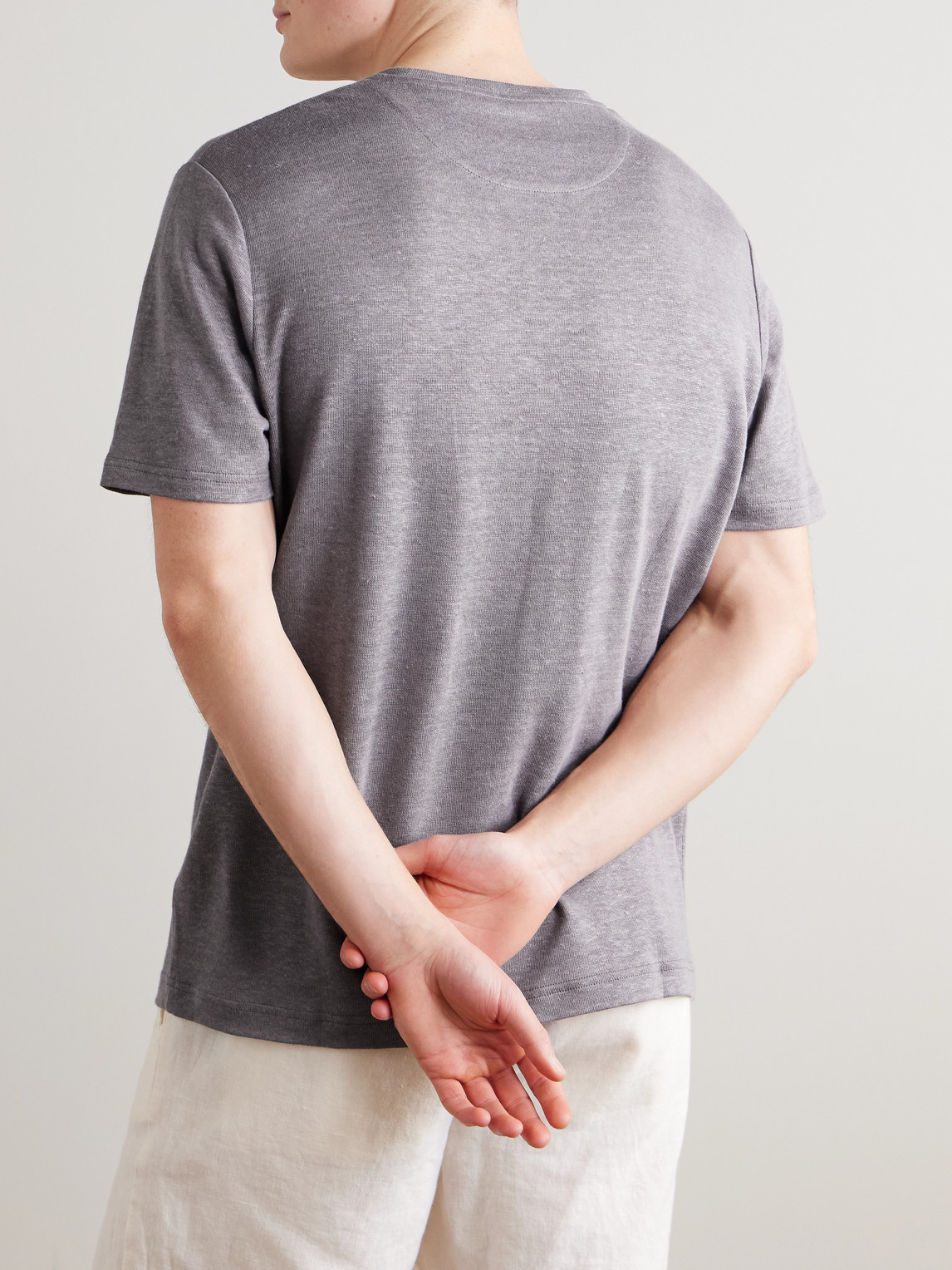  Mr P. - Linen T-shirt - Men - Purple - Xs 