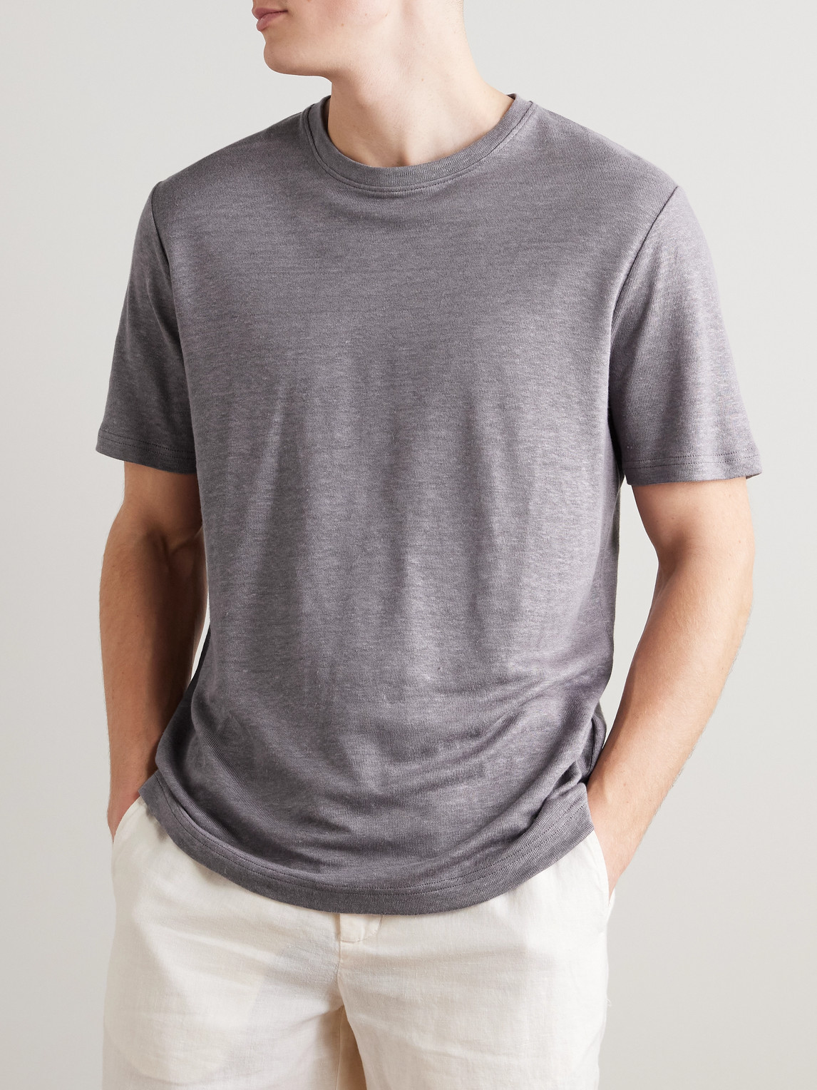  Mr P. - Linen T-shirt - Men - Purple - Xs 