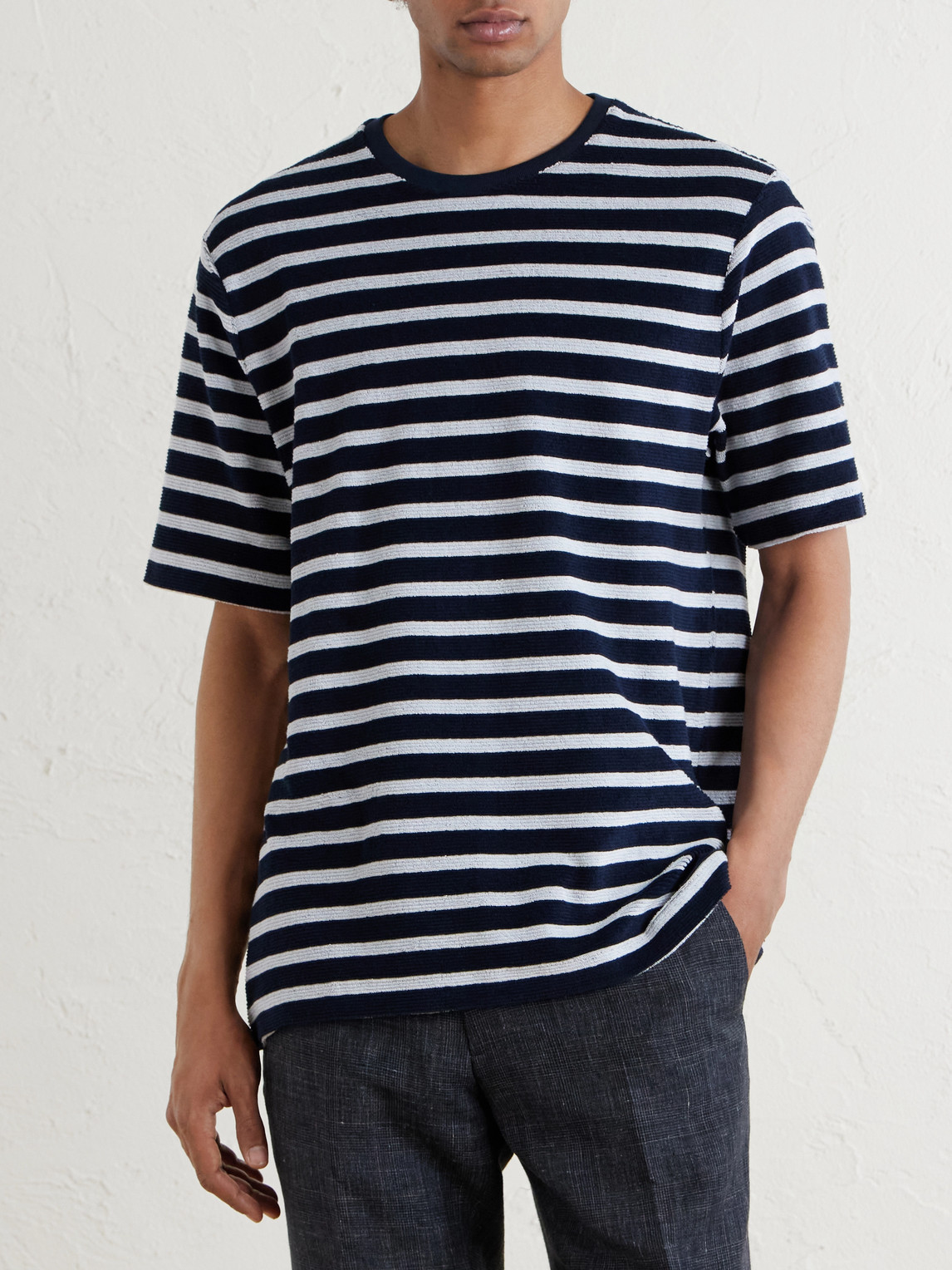Mr P. - Striped Cotton-Terry T-Shirt
