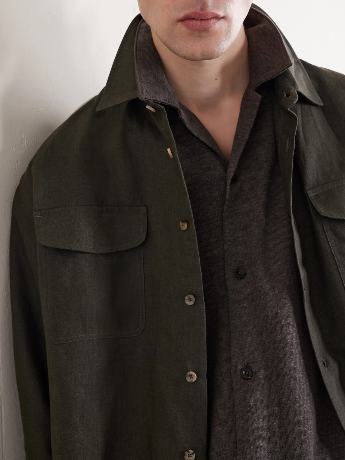 Mr P. - Camp-Collar Linen Shirt