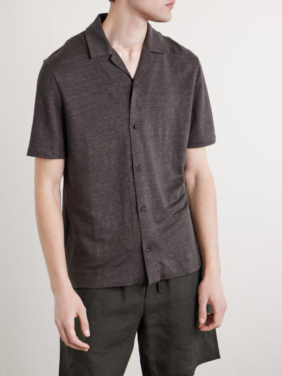  Mr P. - Camp-collar Linen Shirt - Men - Green - Xs 