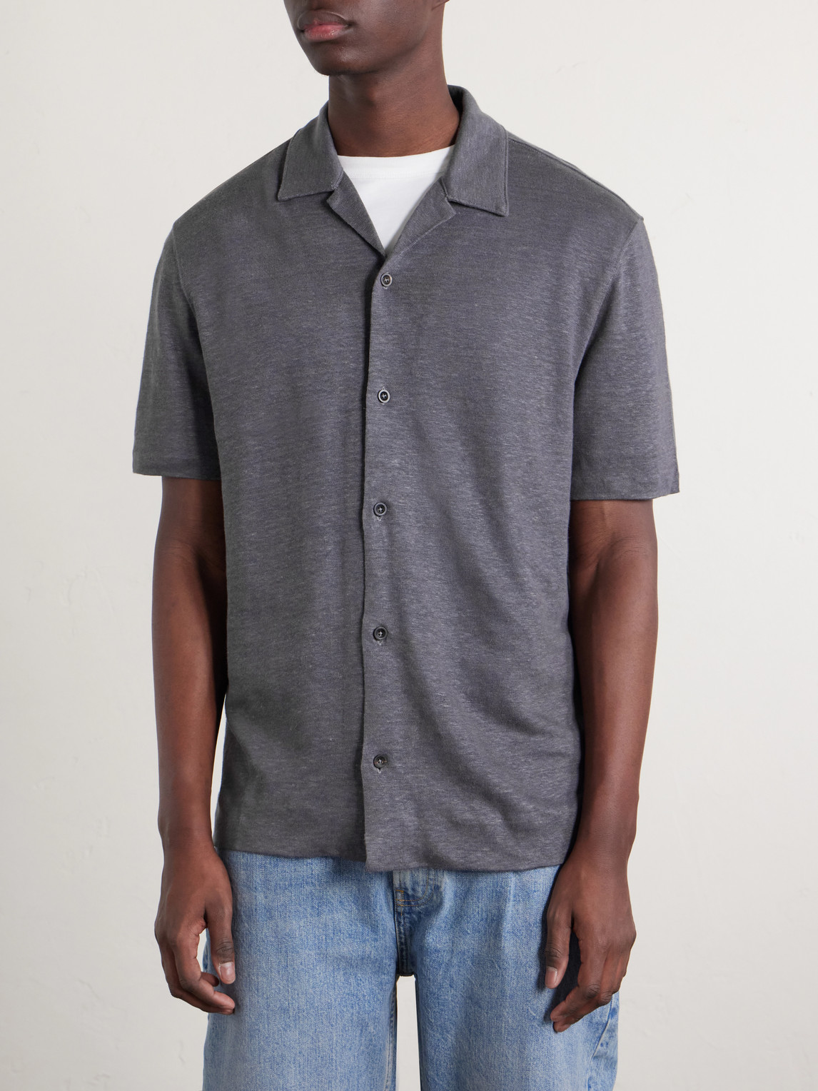  Mr P. - Camp-collar Linen Shirt - Men - Gray - Xs 