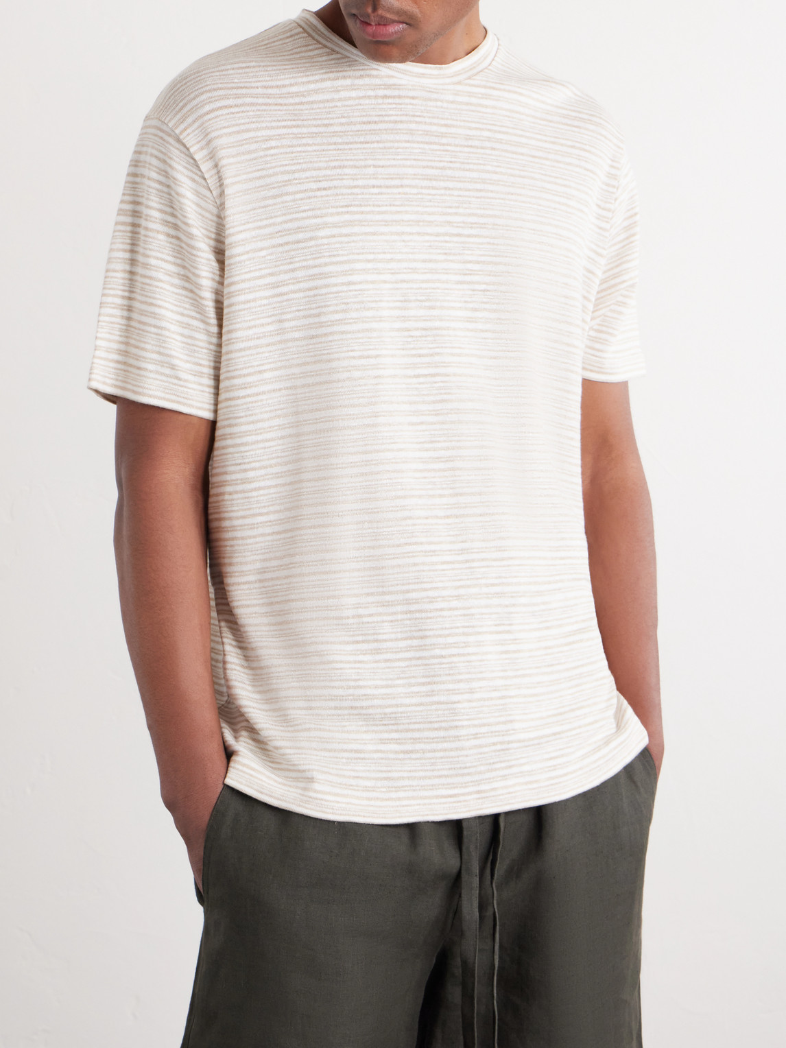 Mr P. - Striped Linen T-shirt - Men - Neutrals - Xs 