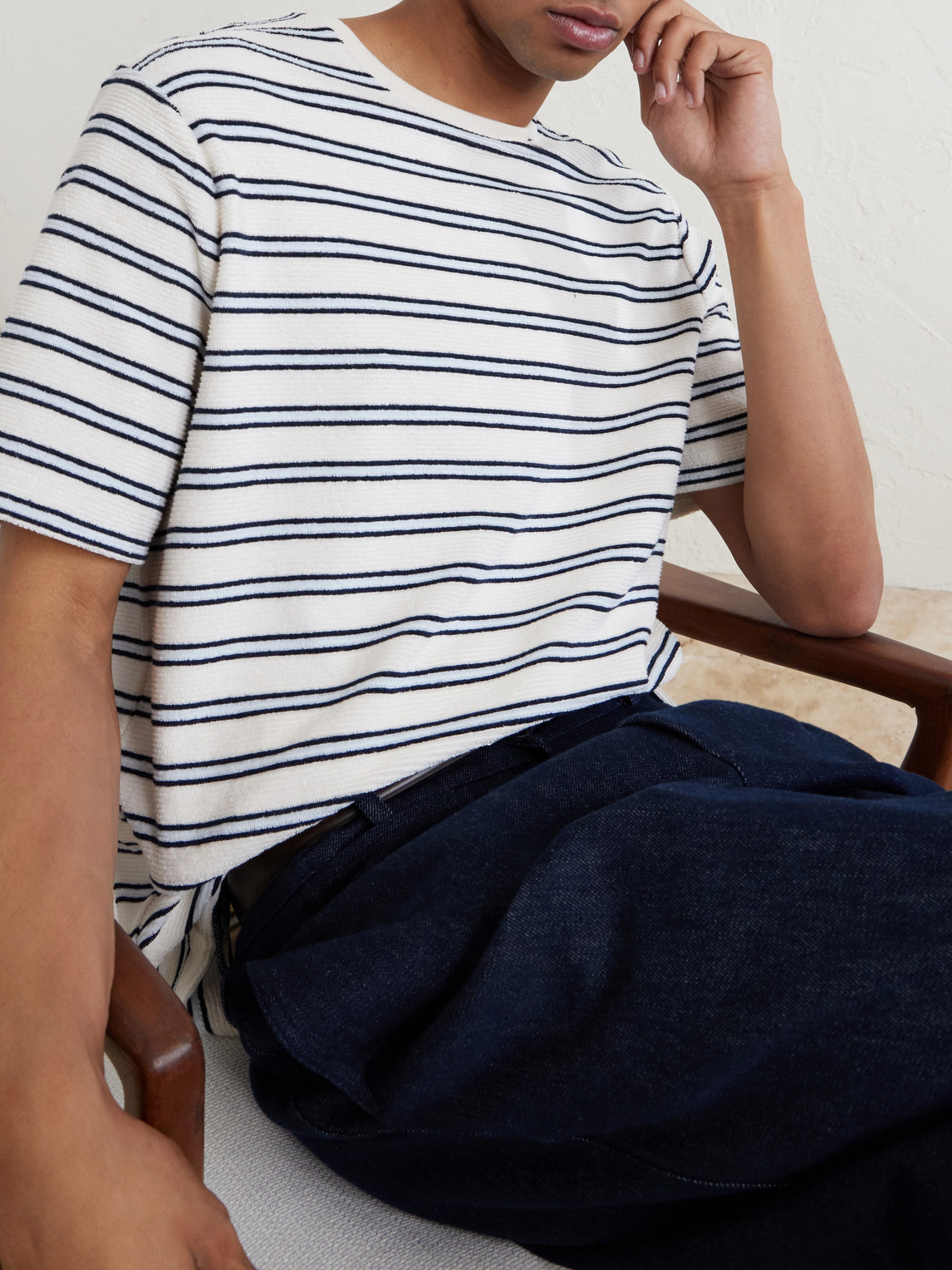 Mr P. - Striped Cotton-Terry T-Shirt