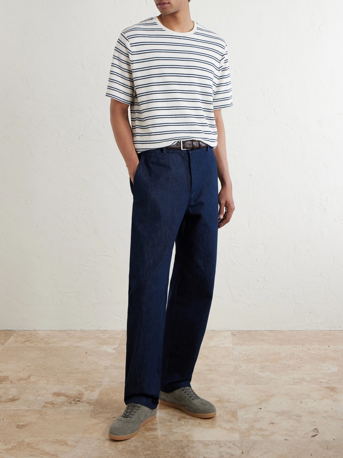 Mr P. - Striped Cotton-Terry T-Shirt