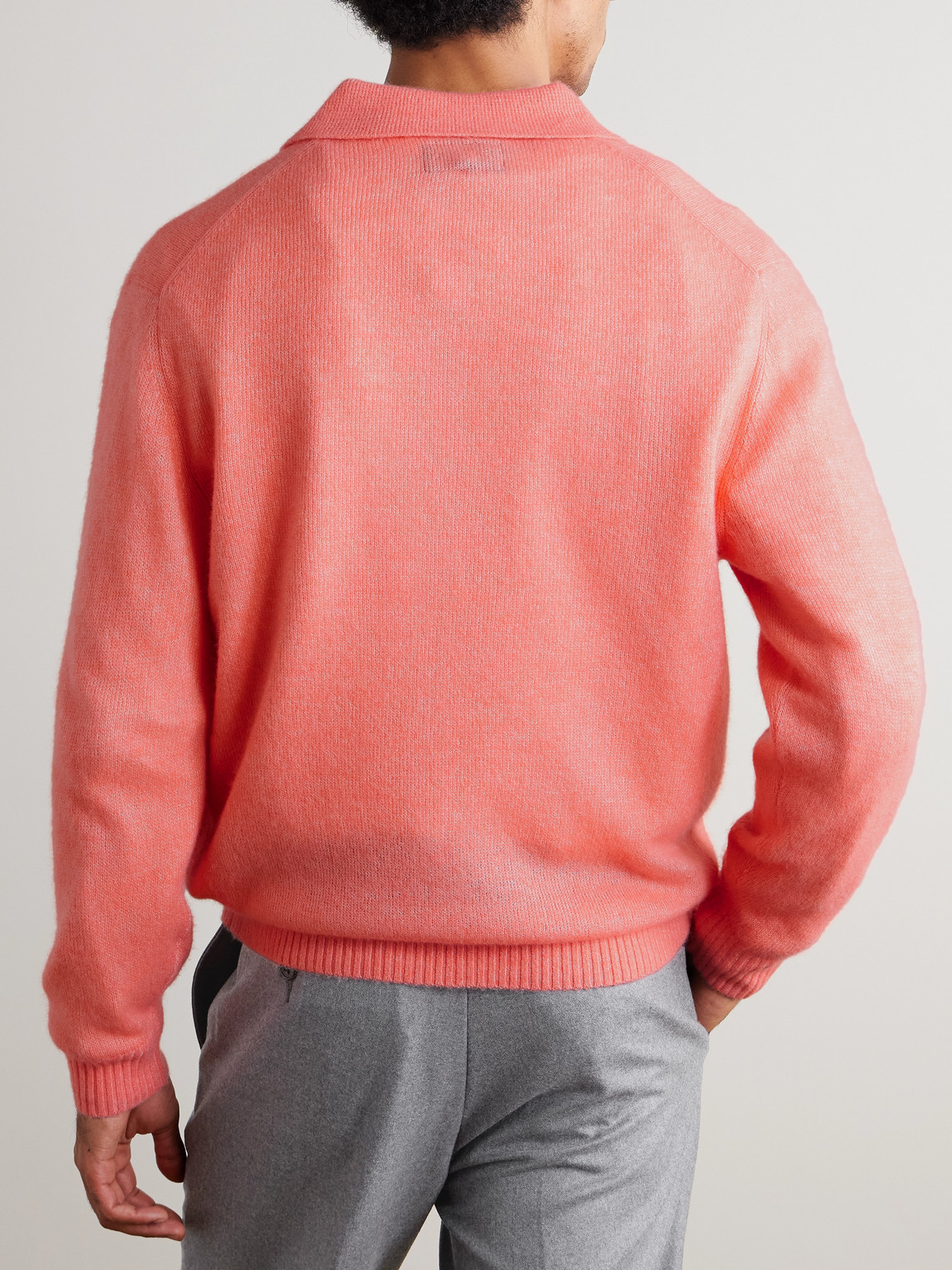 Beams Wool-blend Polo Shirt In Pink
