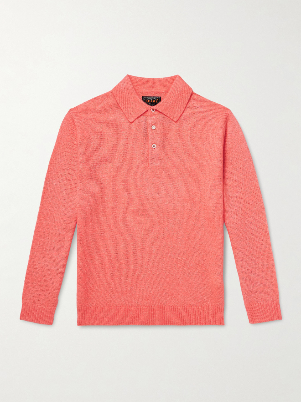 Beams Wool-blend Polo Shirt In Pink
