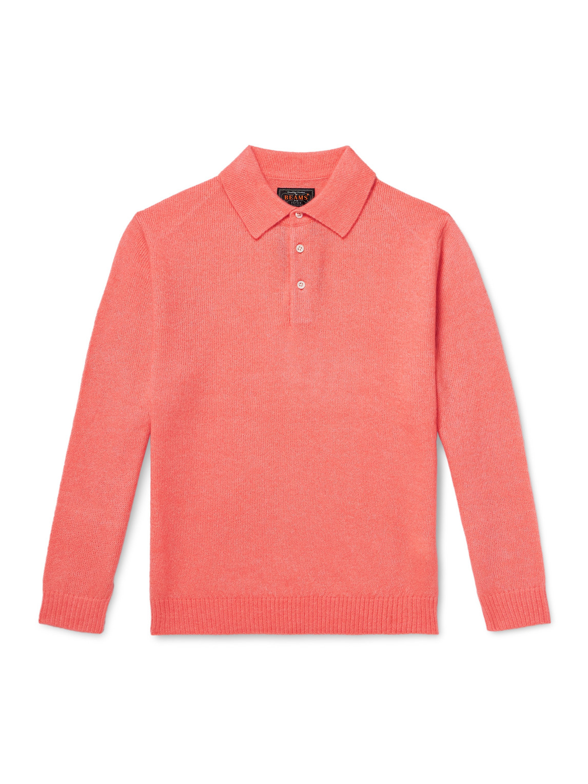 Beams Wool-blend Polo Shirt In Pink