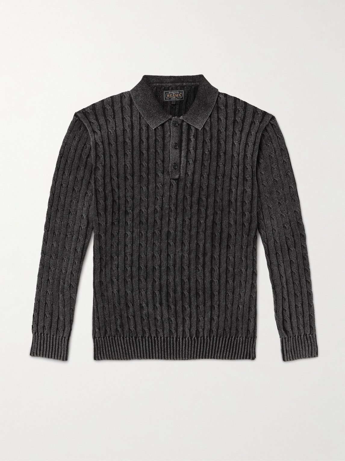 Beams Plus Cable-Knit Cotton Polo Shirt - Men