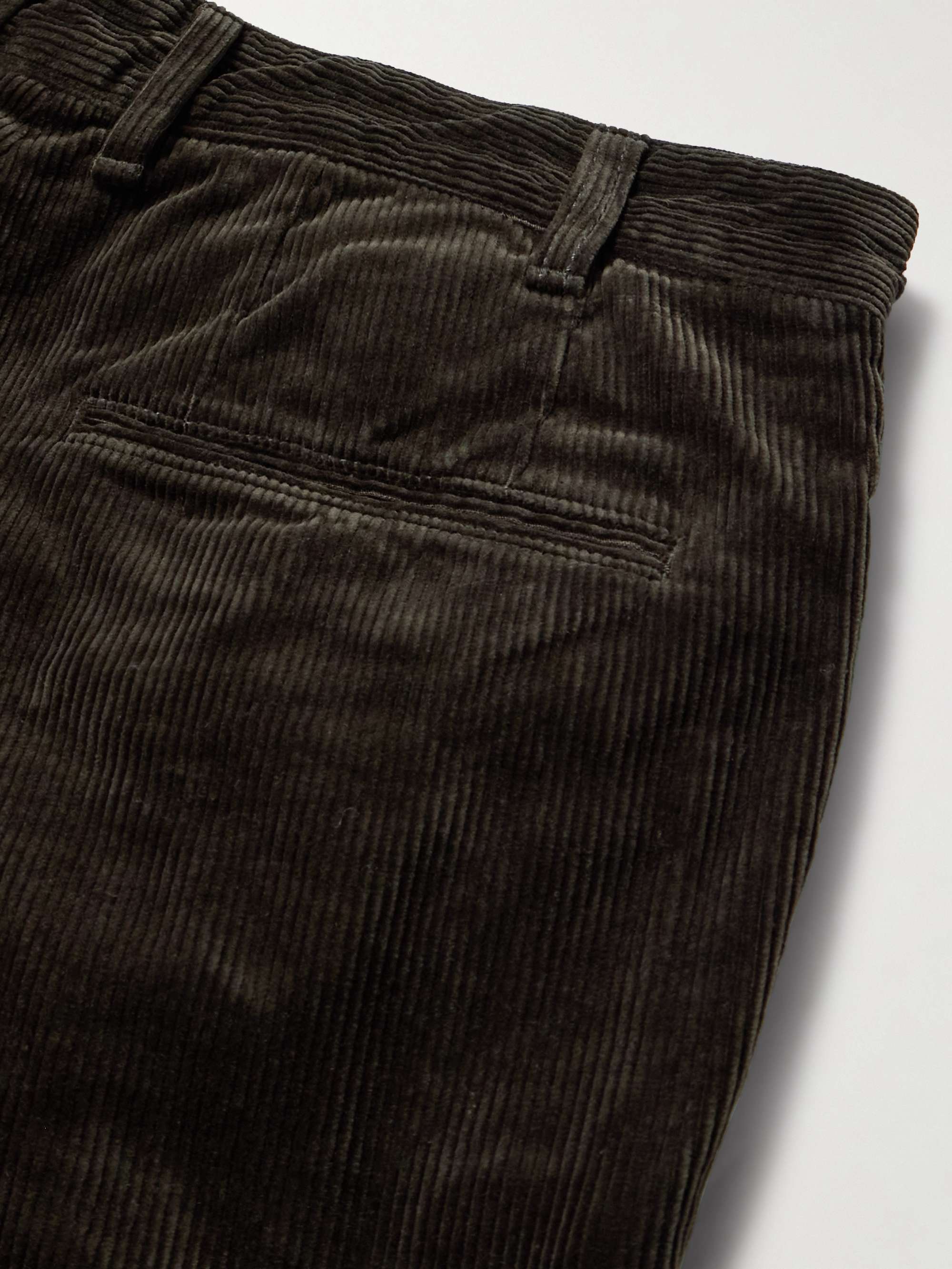 BEAMS PLUS Cropped Pleated Cotton-Corduroy Trousers