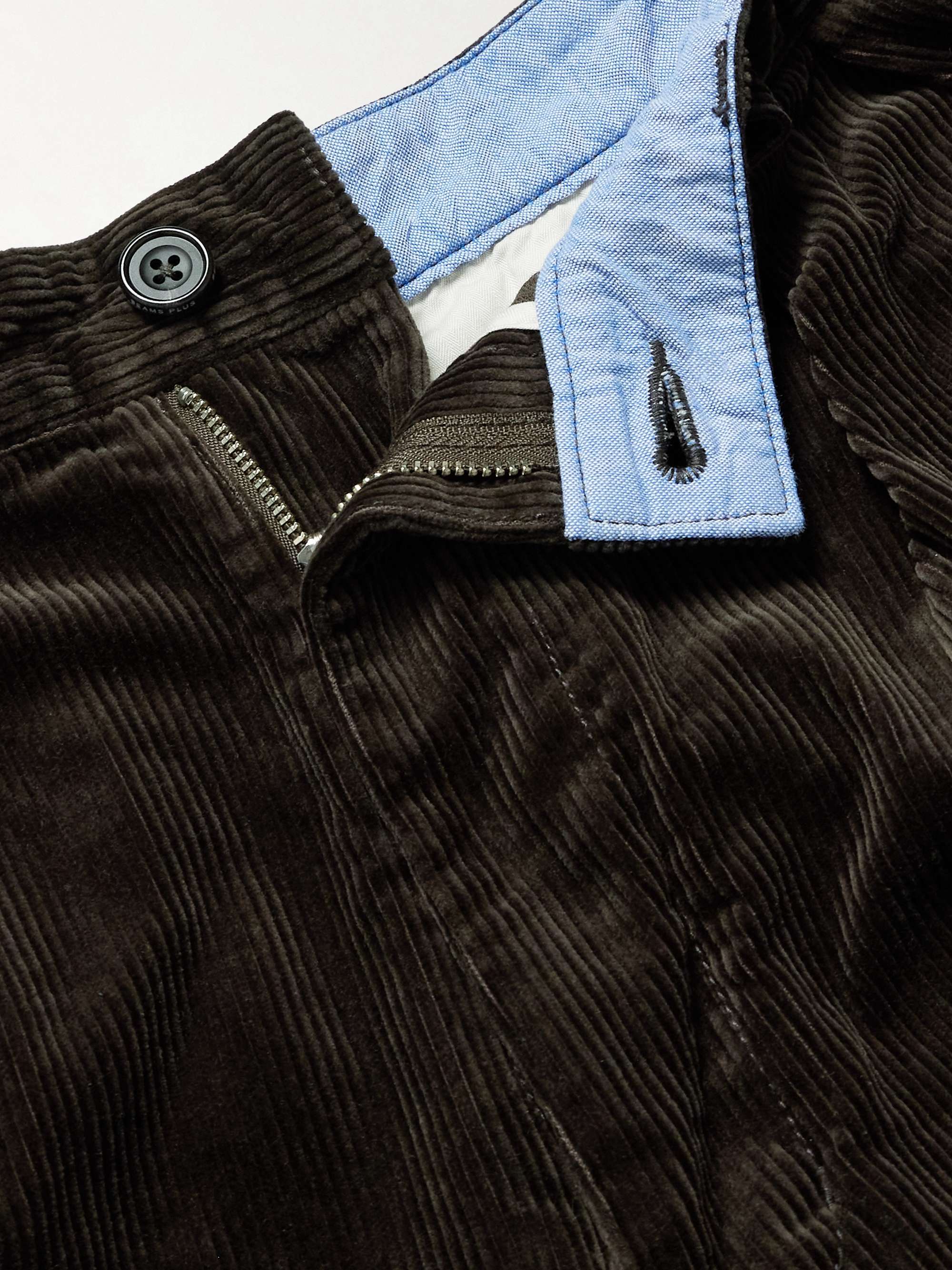 BEAMS PLUS Cropped Pleated Cotton-Corduroy Trousers