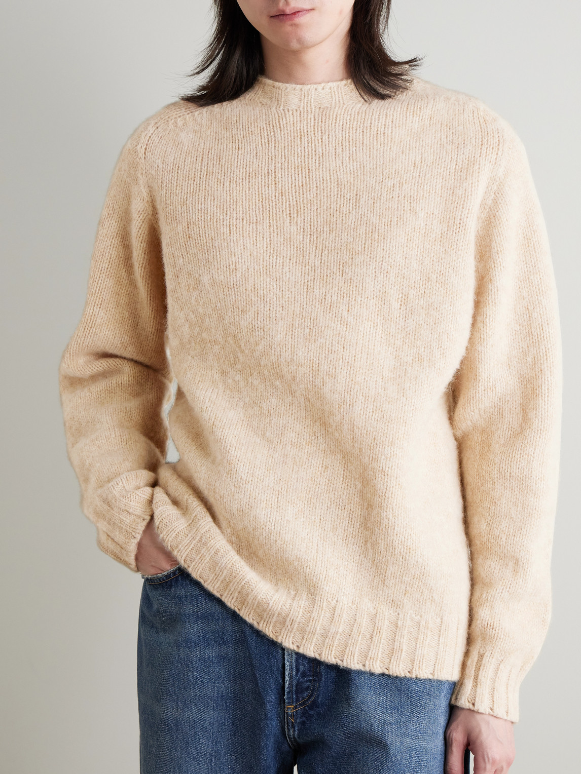 Beams Shaggy Bernard Wool Sweater In Neutral