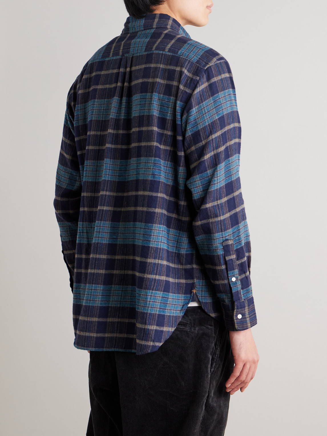 Beams Checked Wool-flannel Shirt In Blue