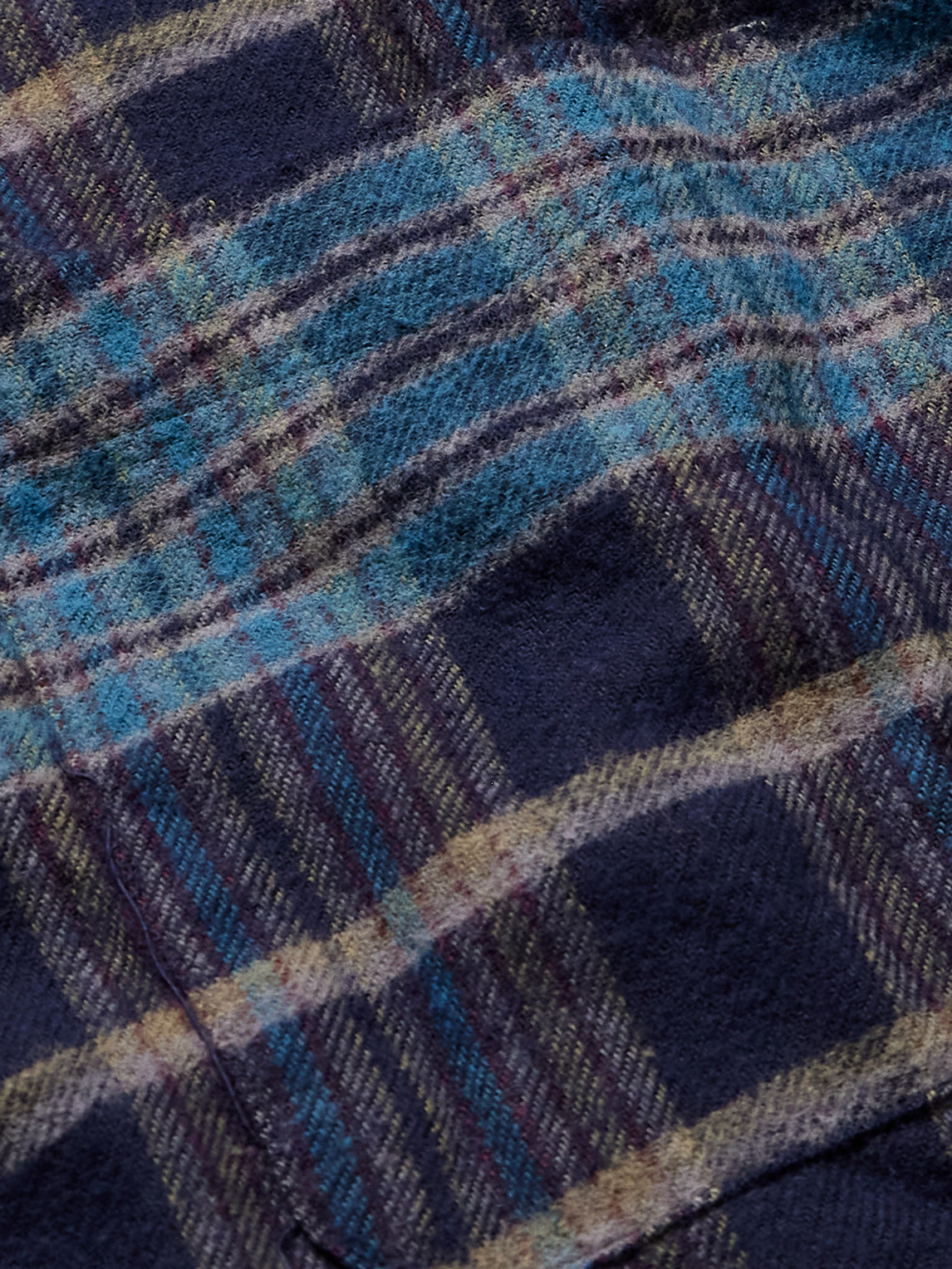 Beams Checked Wool-flannel Shirt In Blue