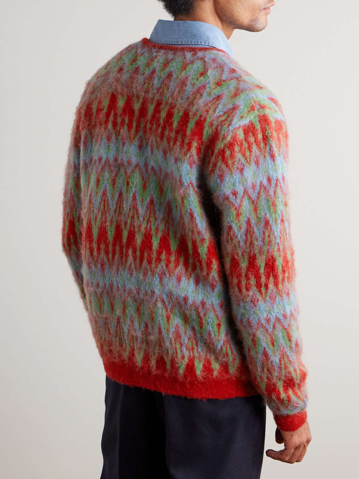  Beams Plus - Jacquard-knit Cardigan - Men - Red - L 
