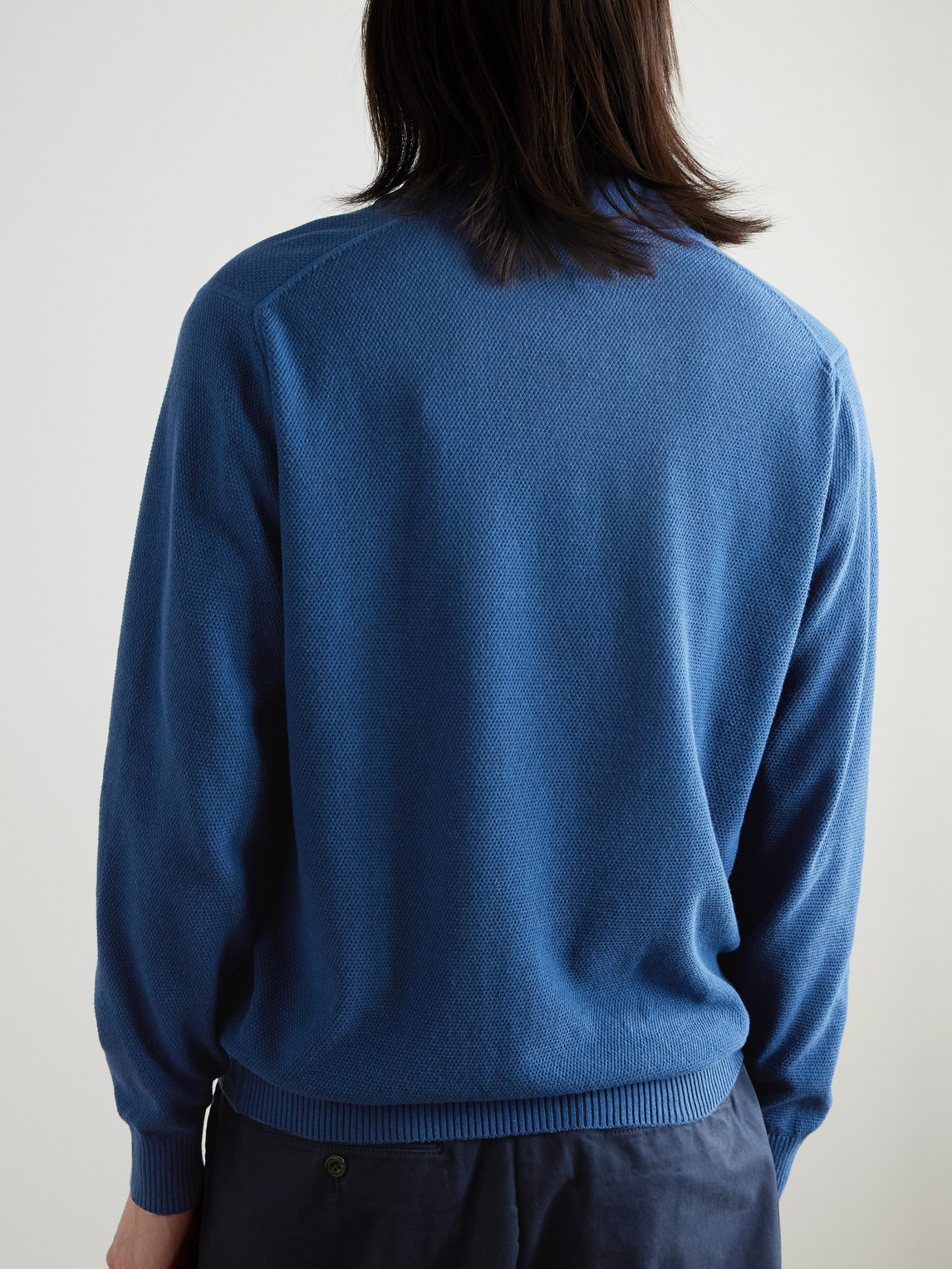 Beams Cotton-piqué Polo Shirt In Blue