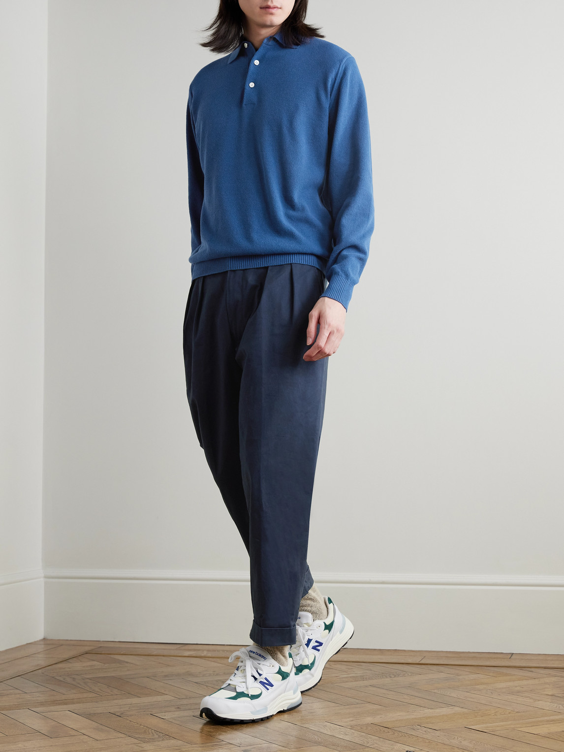 Beams Cotton-piqué Polo Shirt In Blue