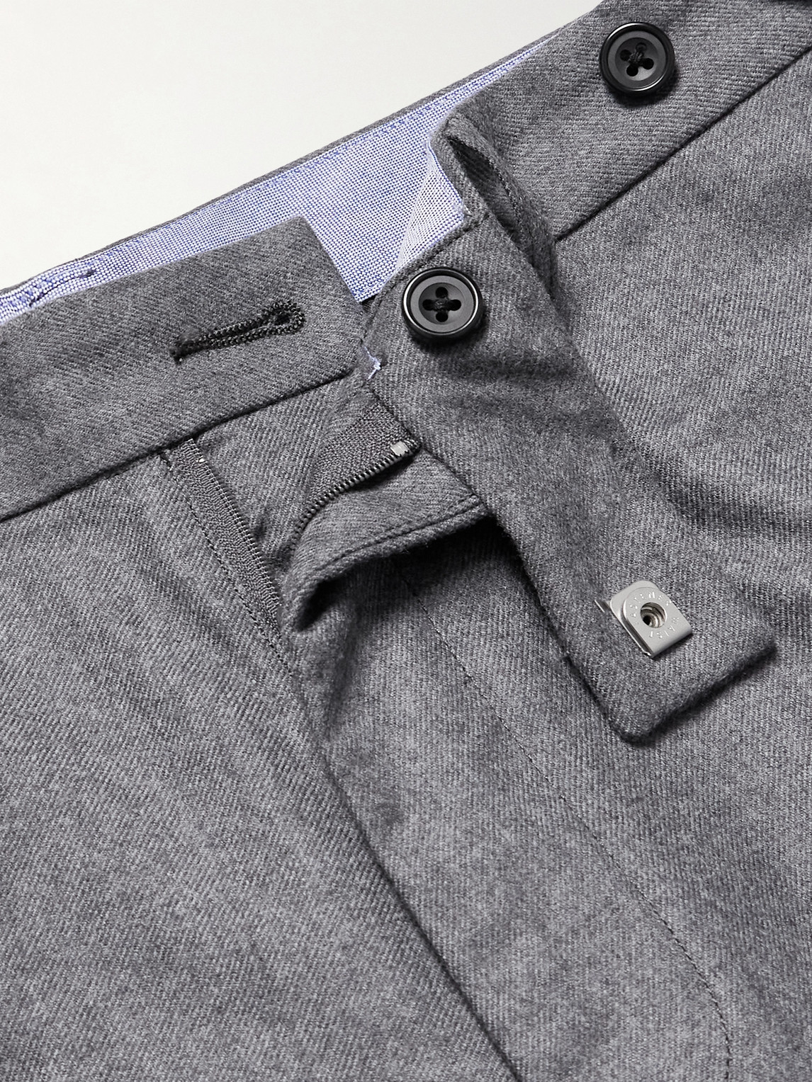 Beams Ivy Cropped Tapered Brushed Wool-blend Twill Suit Trousers In Gray