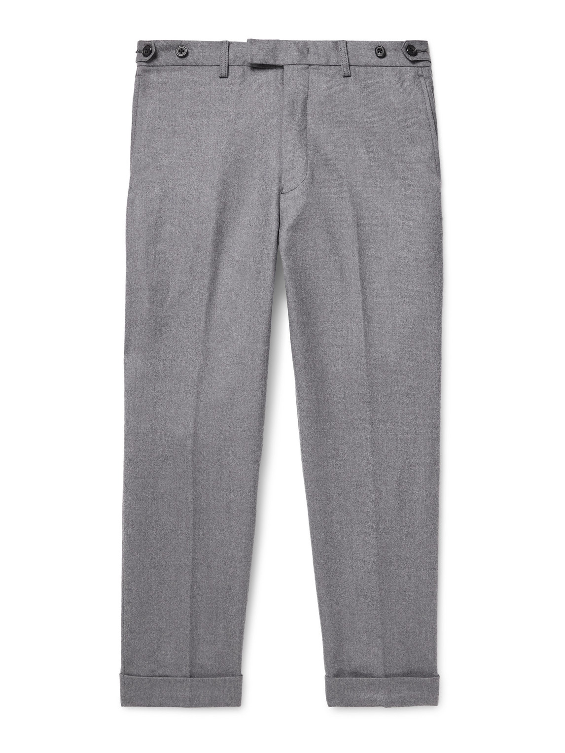 Beams Ivy Cropped Tapered Brushed Wool-blend Twill Suit Trousers In Gray