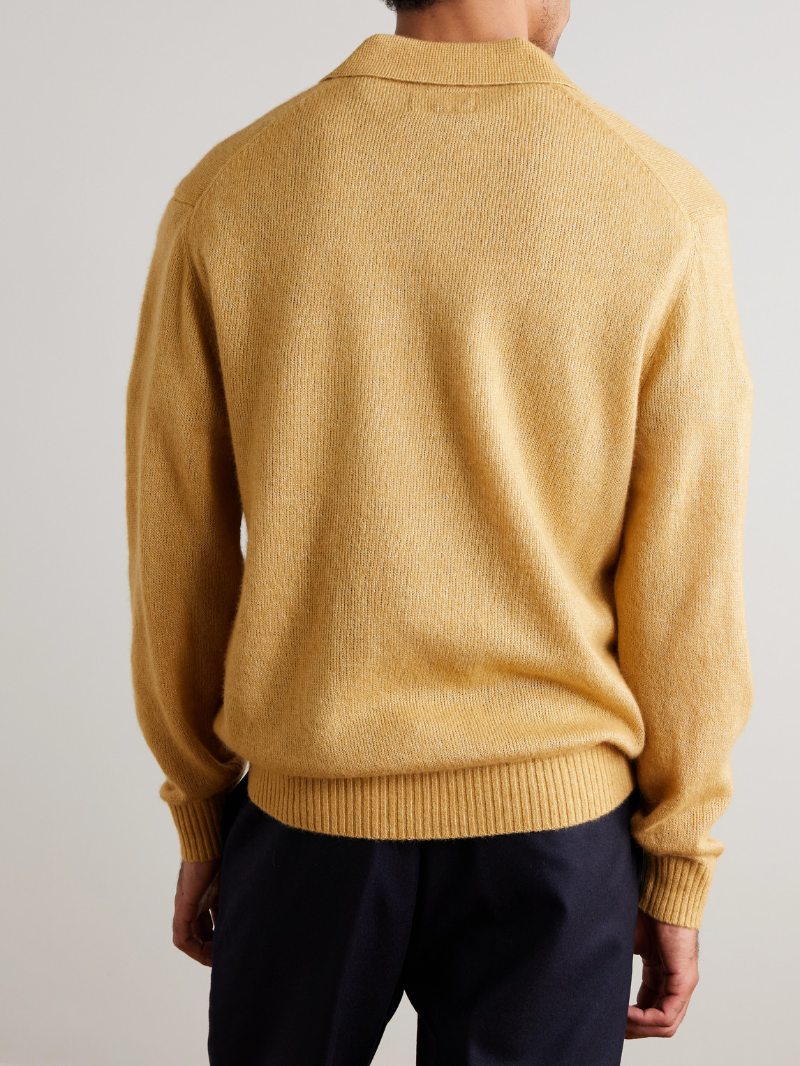 Beams Wool-blend Polo Shirt In Gold