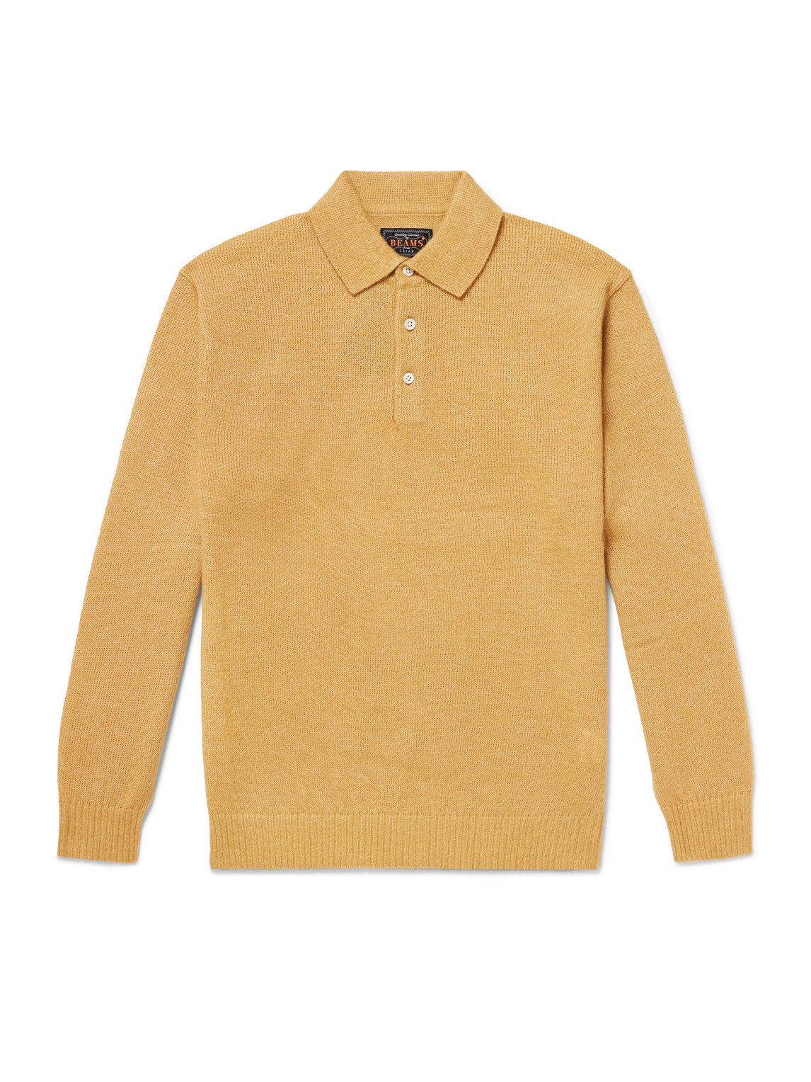Beams Wool-blend Polo Shirt In Gold