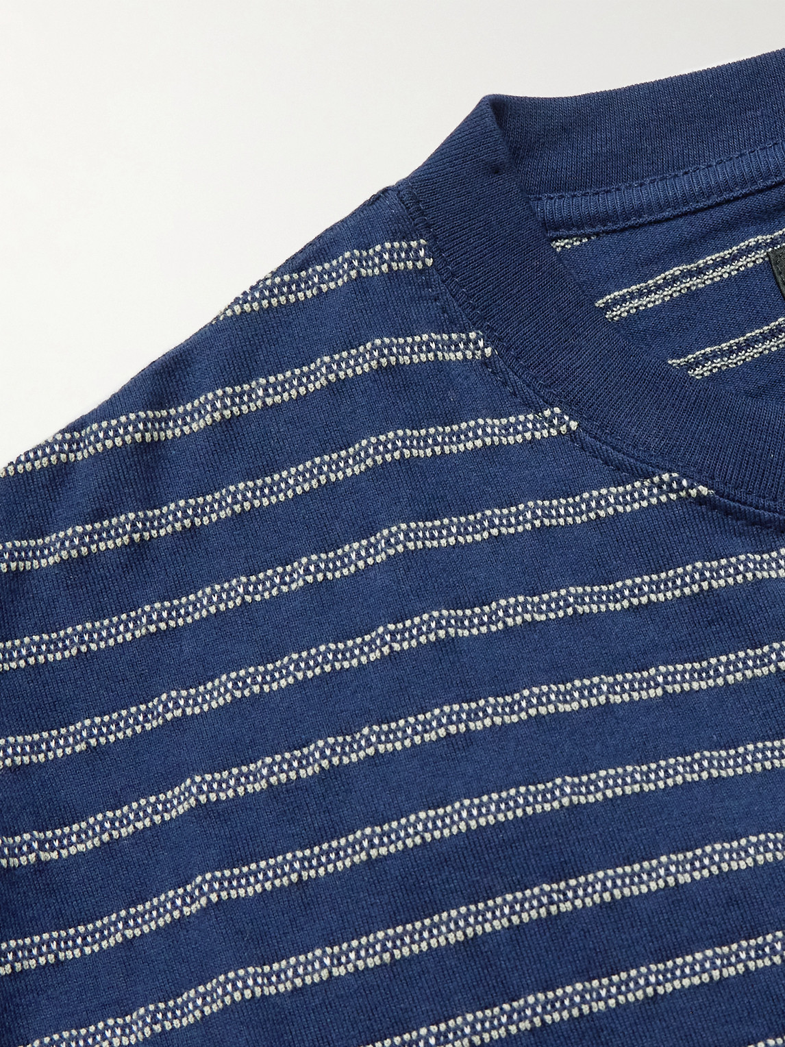  Beams Plus - Striped Cotton T-shirt - Men - Blue - L 
